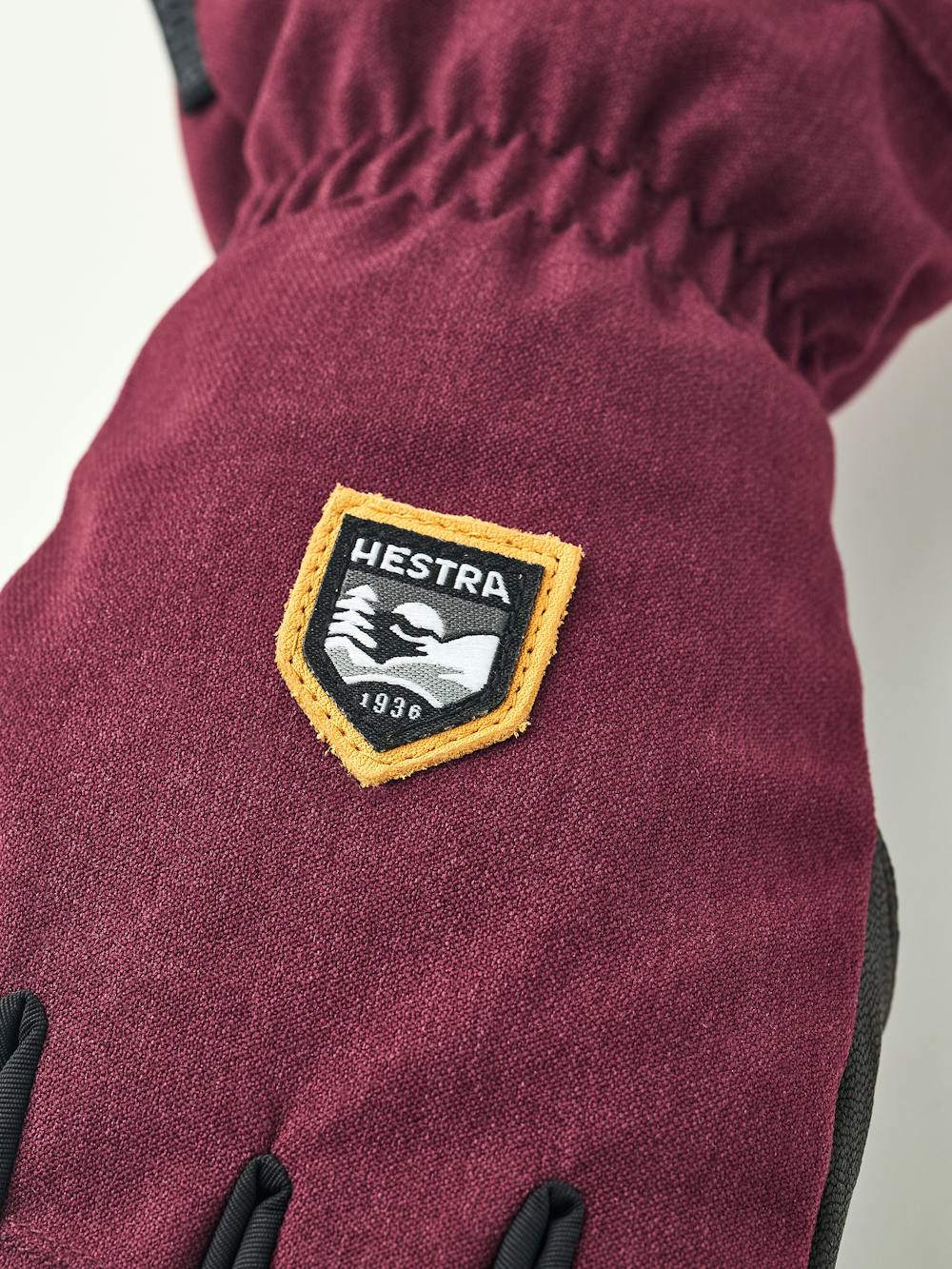 Burgundy ski glove with black goat leather palm and wrist adjustment  (4 of 6)