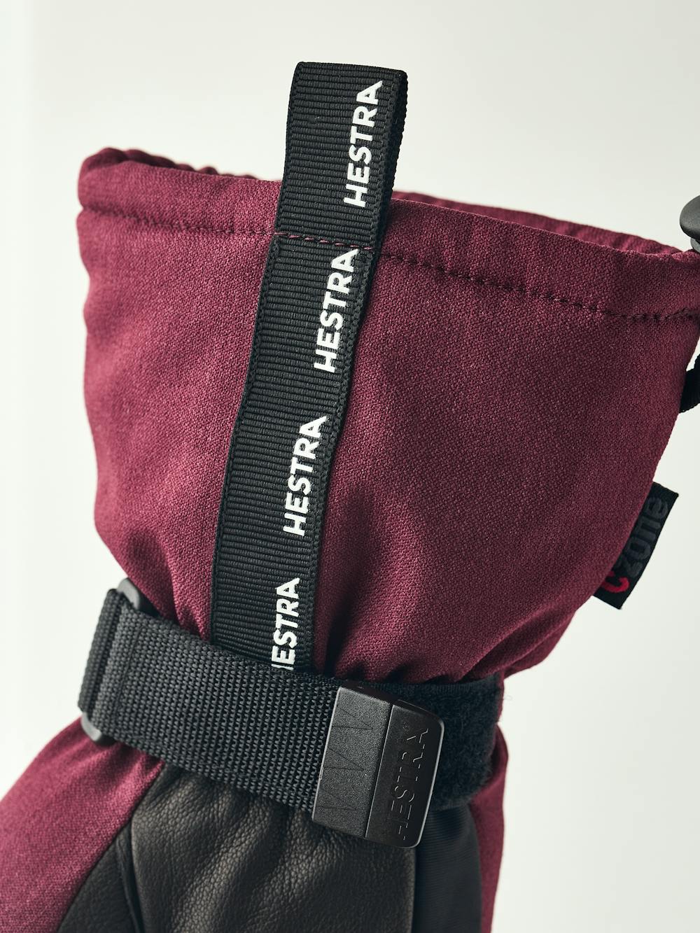 Burgundy mitten with black goat leather palm and wrist adjustment (6 of 6)