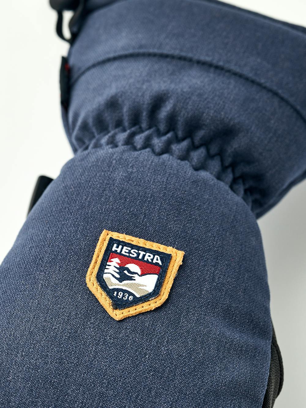 Dark blue mitten with black goat leather palm and wrist adjustment (4 of 6)