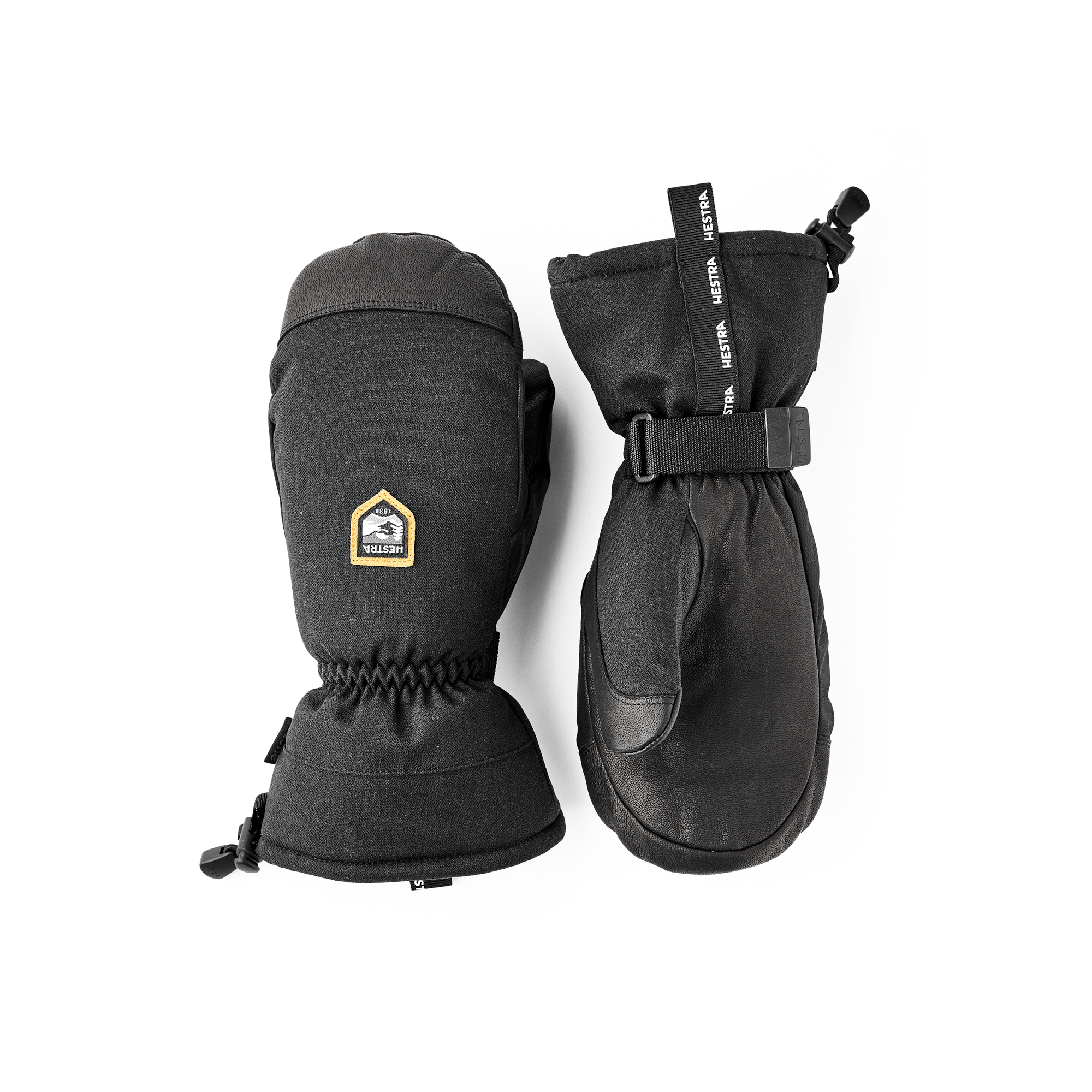 Black mitten with goat leather palm and wrist adjustment (1 of 6)