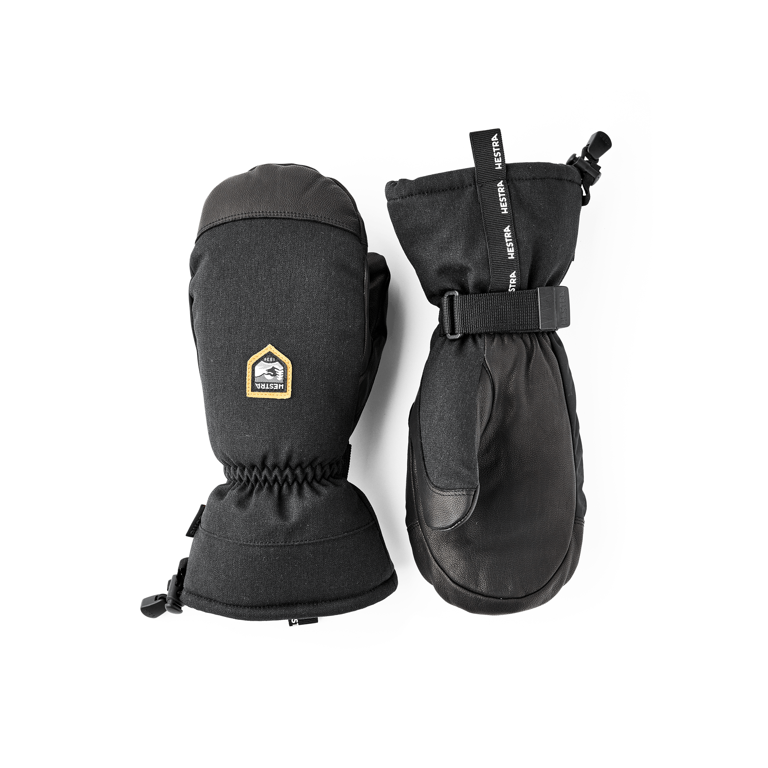 Black mitten with goat leather palm and wrist adjustment (1 of 6)