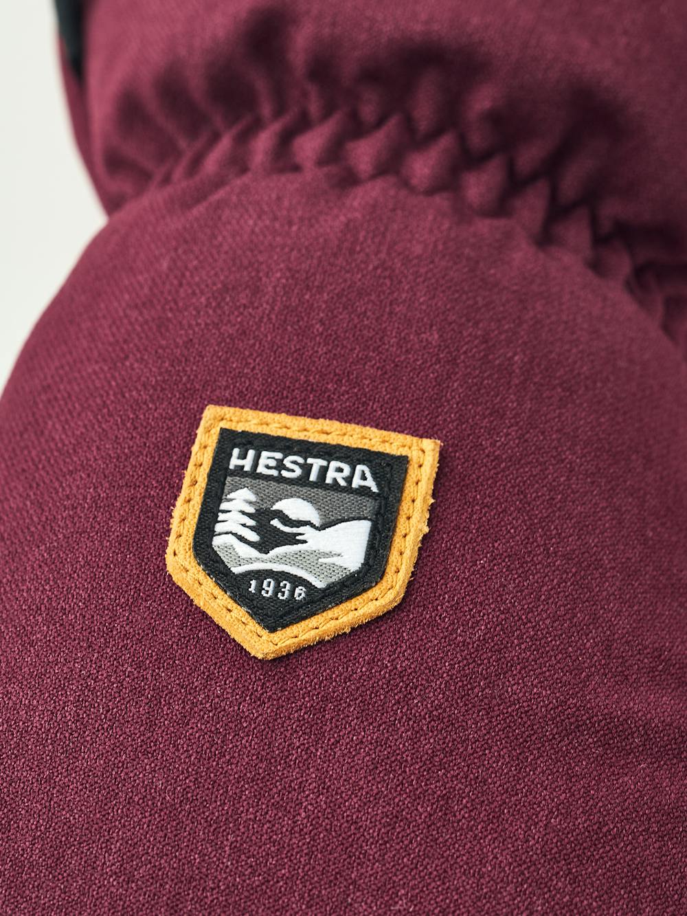 Burgundy mitten with black goat leather palm and wrist adjustment (4 of 6)