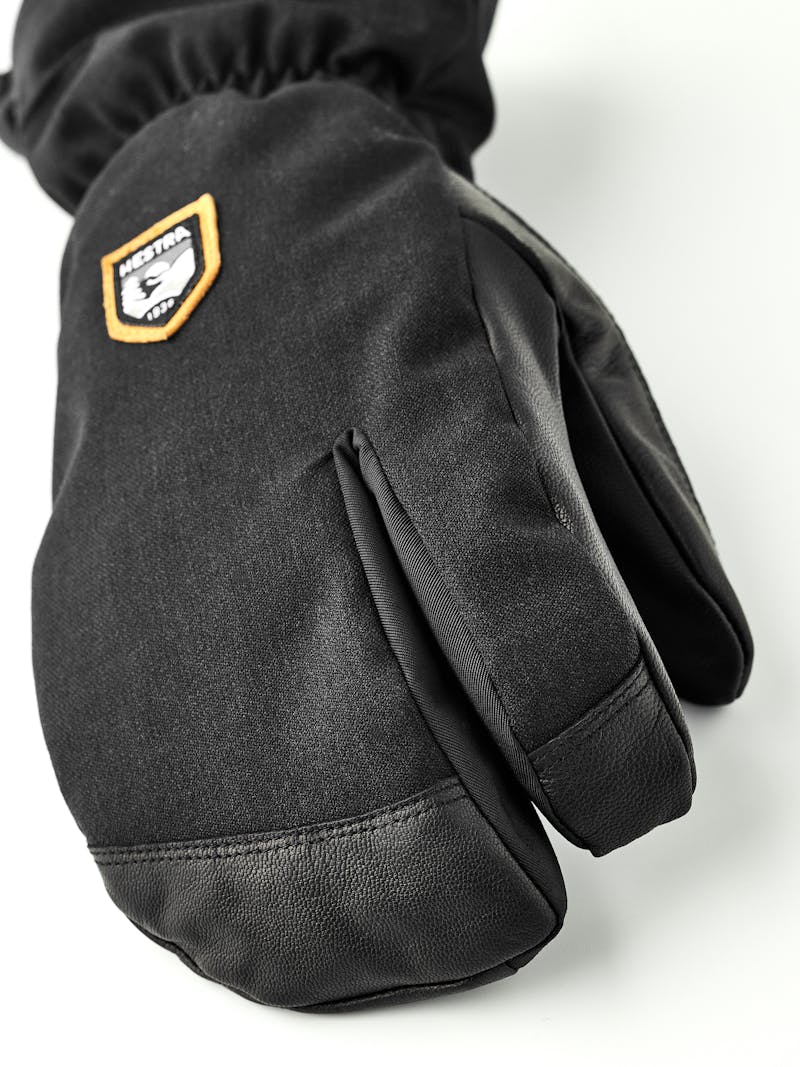 Black three finger glove with black goat leather palm and wrist adjustment (3 of 6)