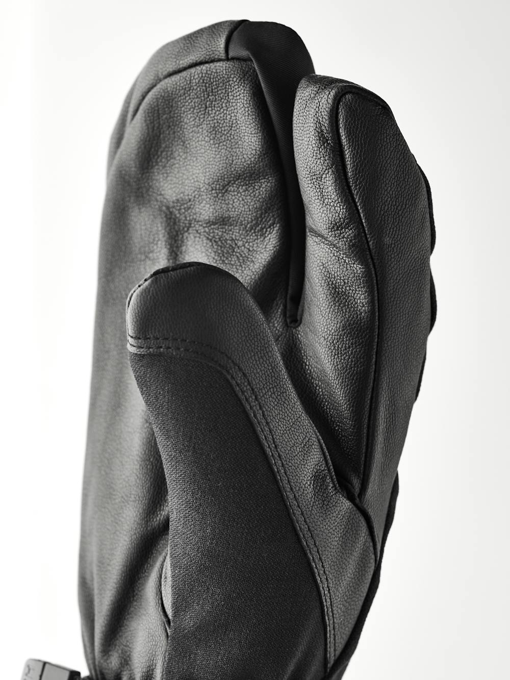 Black three finger glove with black goat leather palm and wrist adjustment (2 of 6)