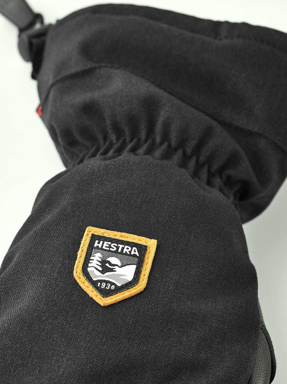 Black three finger glove with black goat leather palm and wrist adjustment (4 of 6)