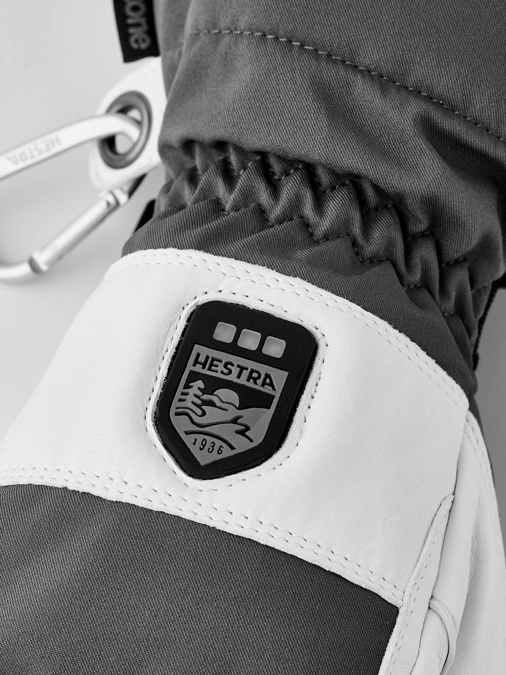 Gray heated glove with white goat leather palm (7 of 8)