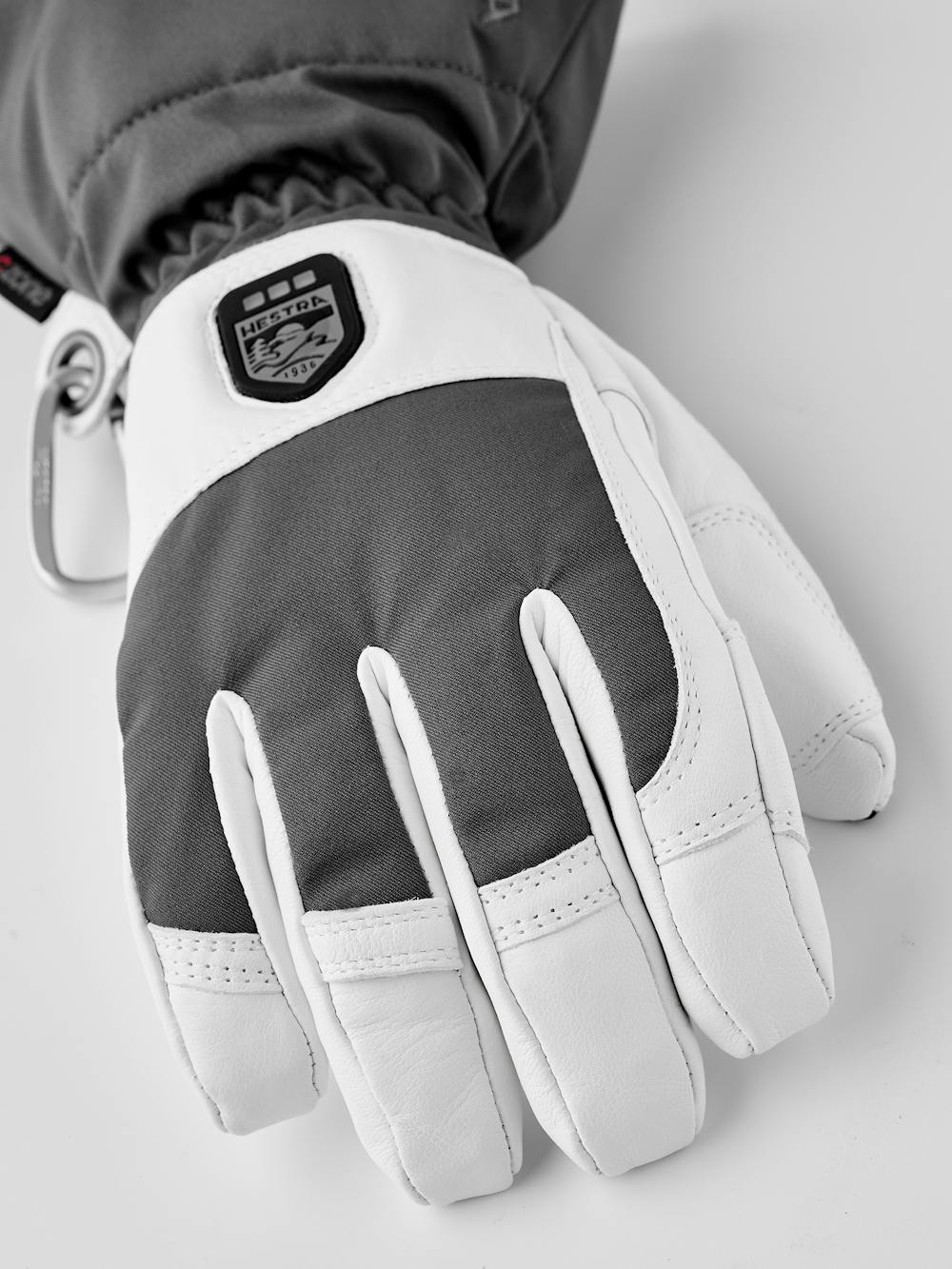 Gray heated glove with white goat leather palm (3 of 8)