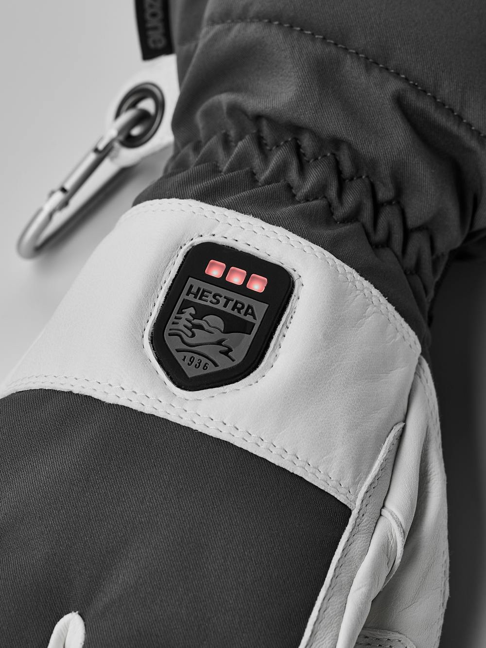 Gray heated glove with white goat leather palm (2 of 8)