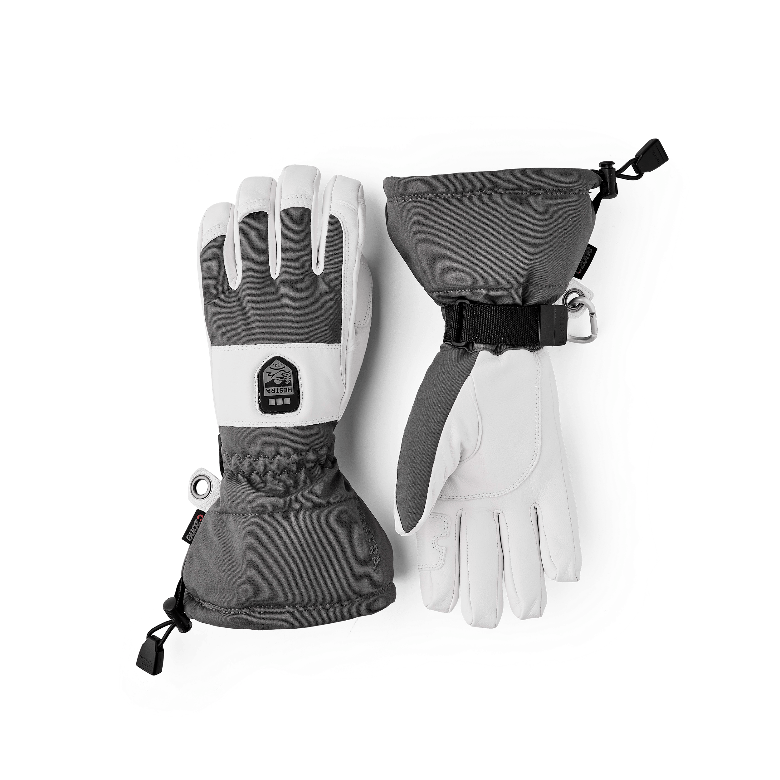 Gray heated glove with white goat leather palm (1 of 8)