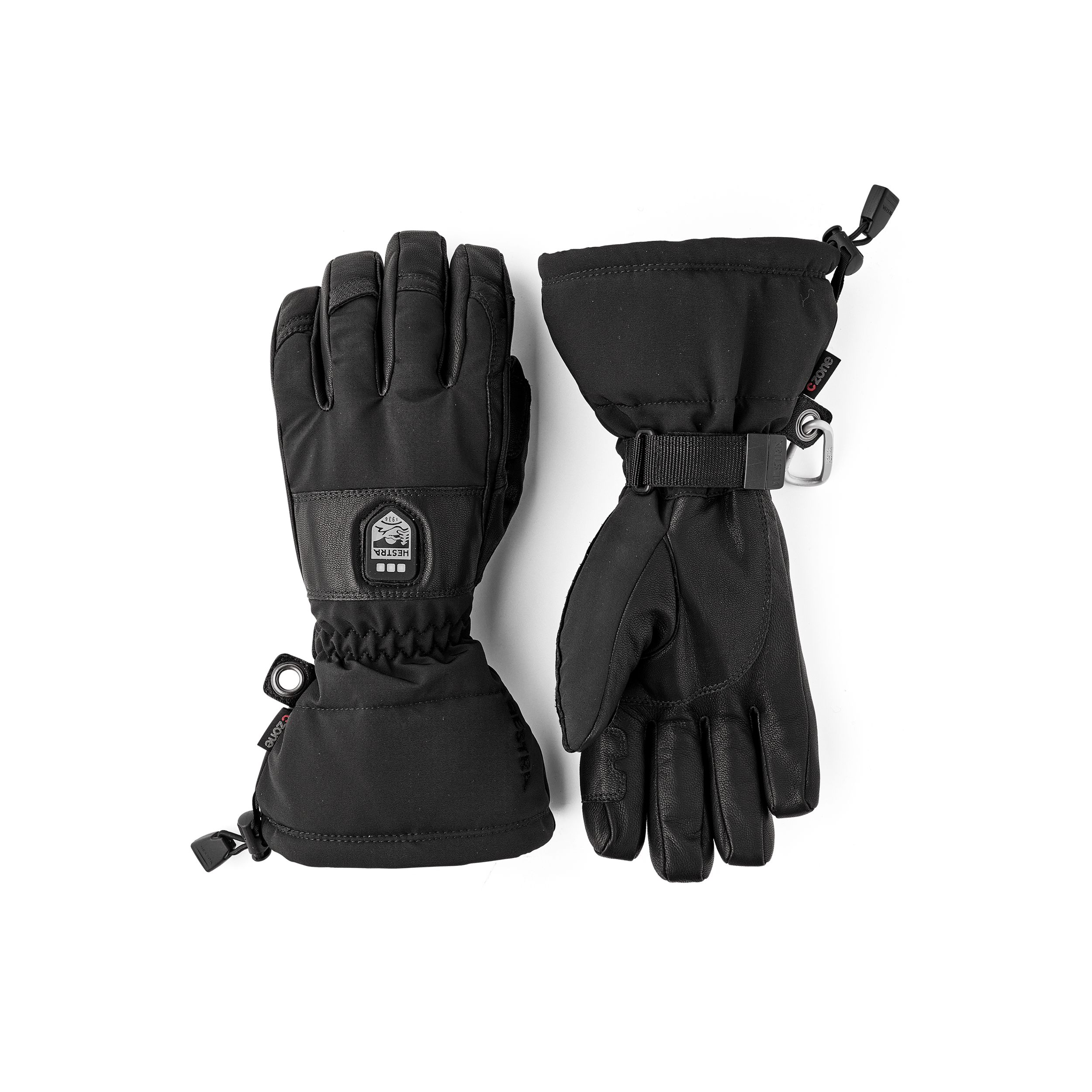 Black heated glove with black goat leather palm (1 of 7)