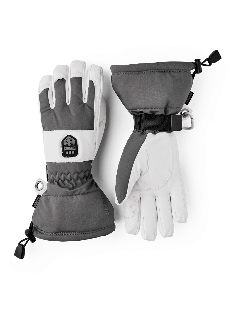 Gray heated glove with white goat leather palm (1 of 8)