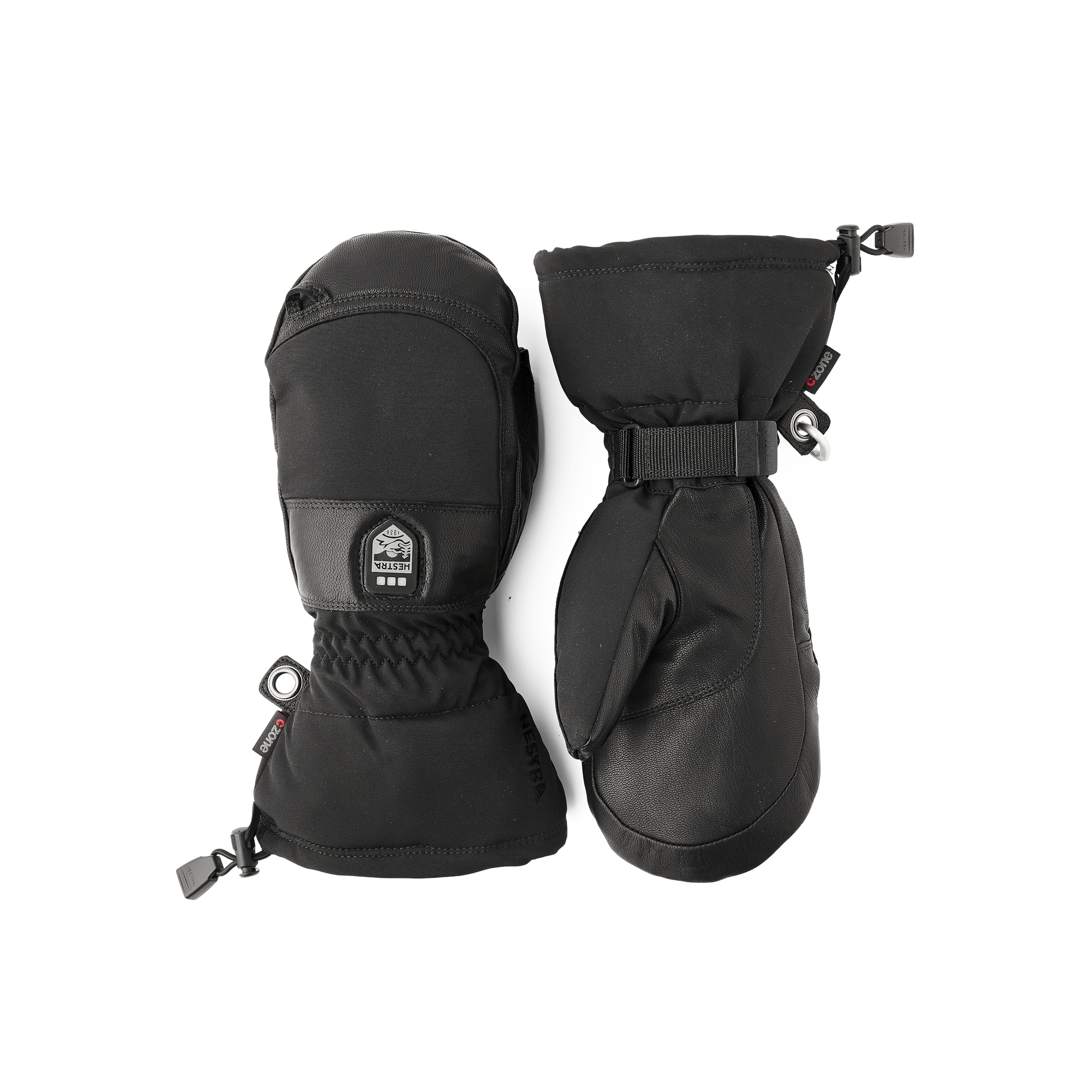 Black thermal mitten with black goat leather palm (1 of 7)