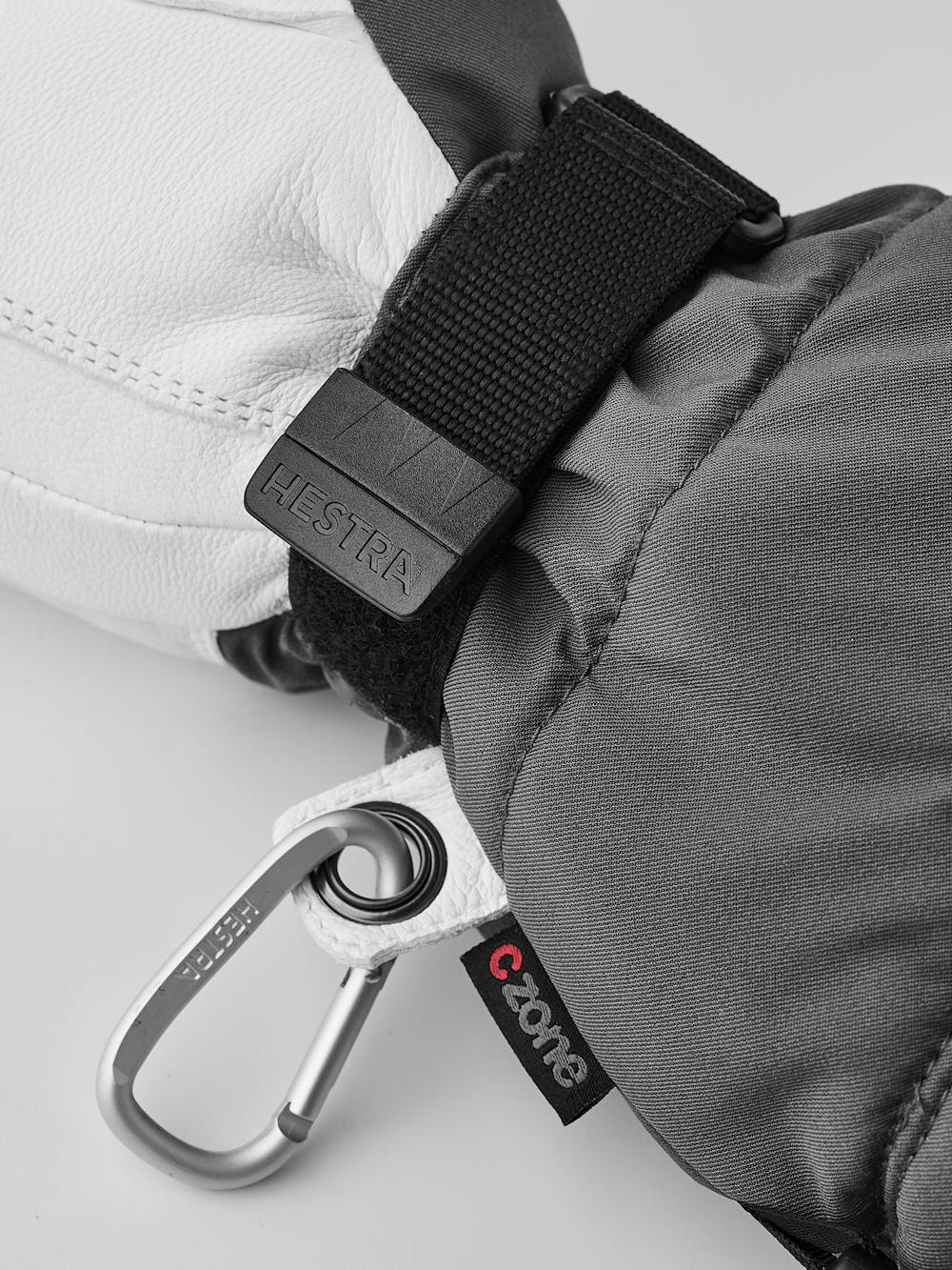 Gray thermal mitten with white goat leather palm (4 of 7)