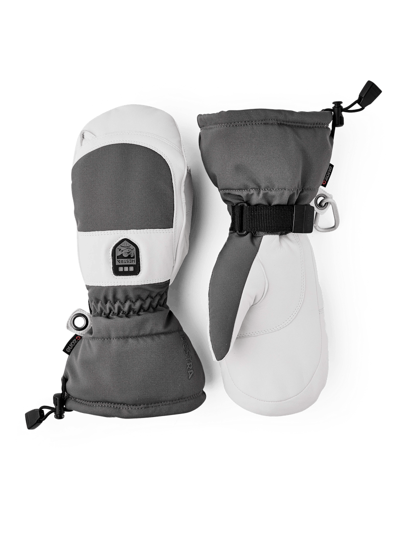 Gray thermal mitten with white goat leather palm (1 of 7)