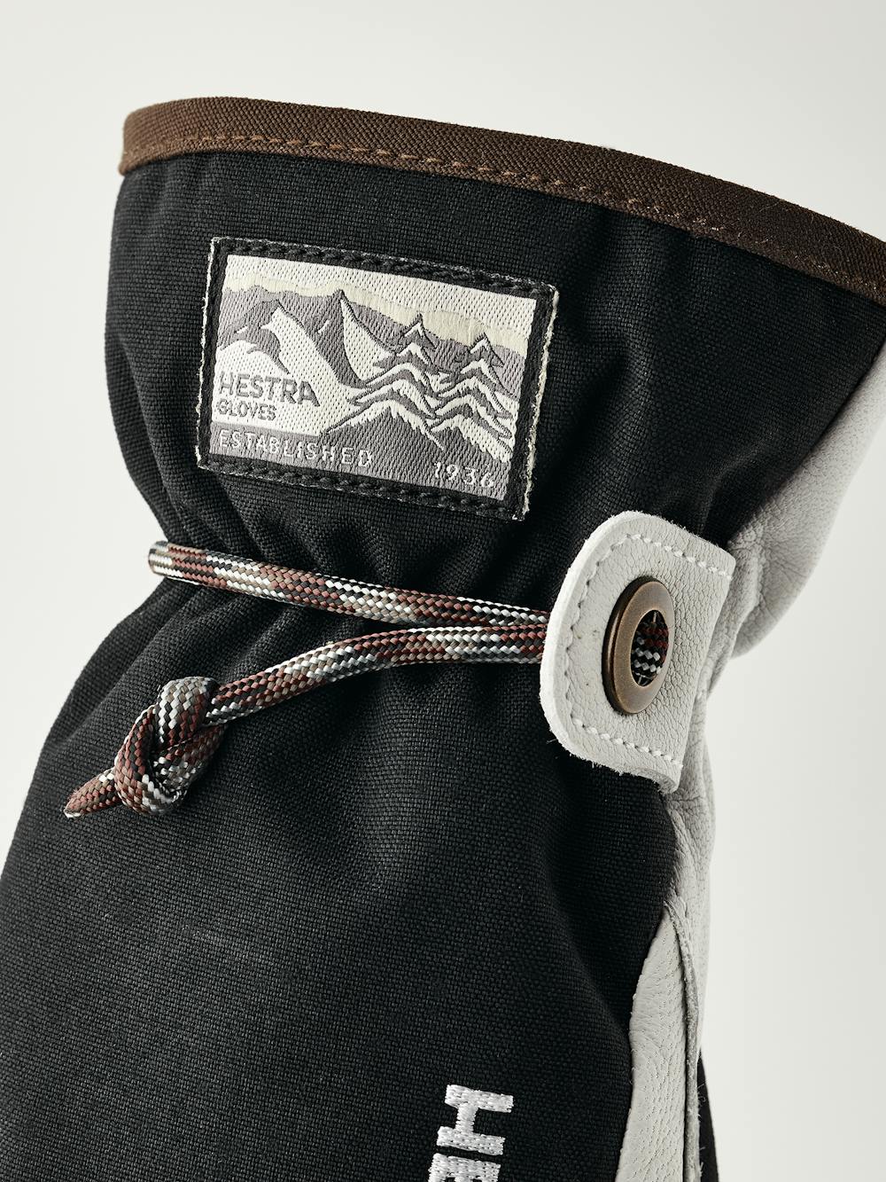 Black mitten with white goat leather palm and wrist strap (3 of 6)