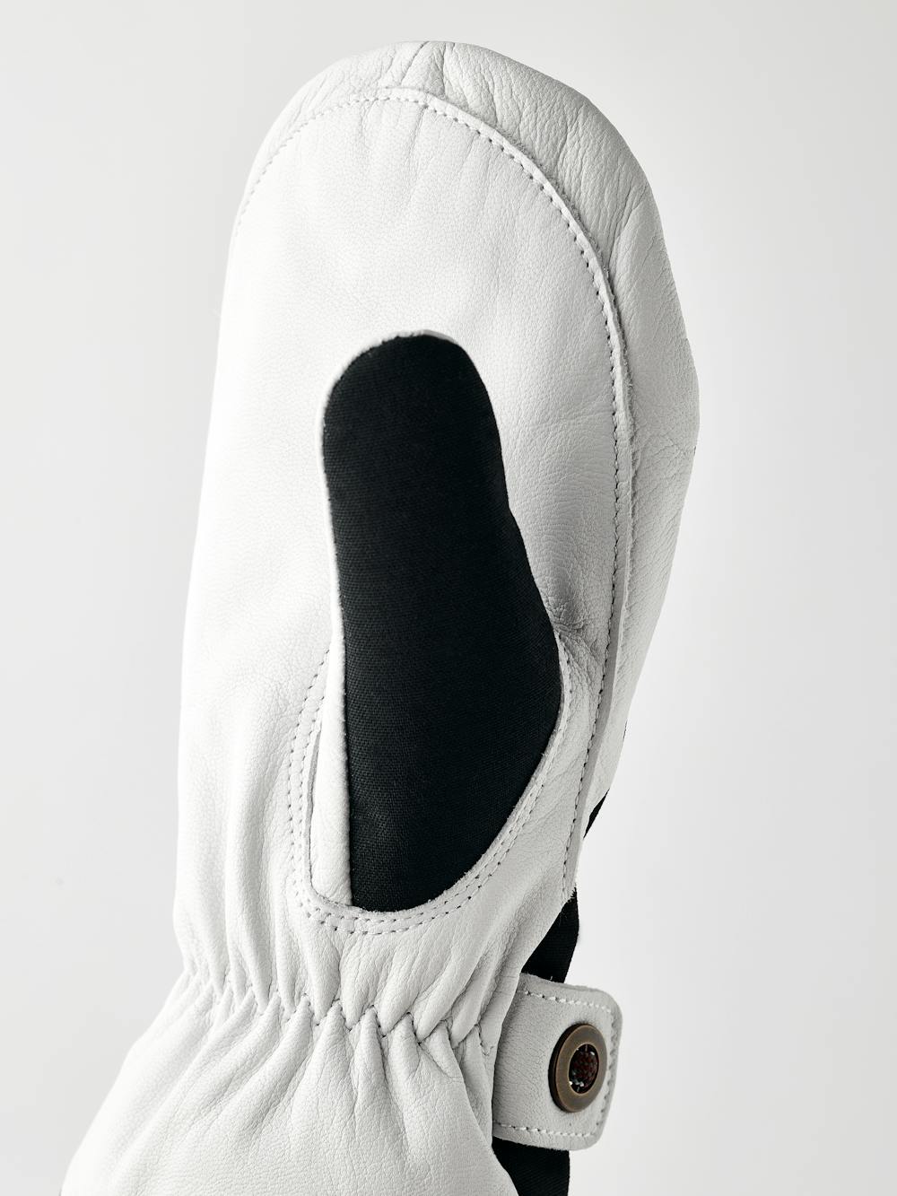 Black mitten with white goat leather palm and wrist strap (4 of 6)