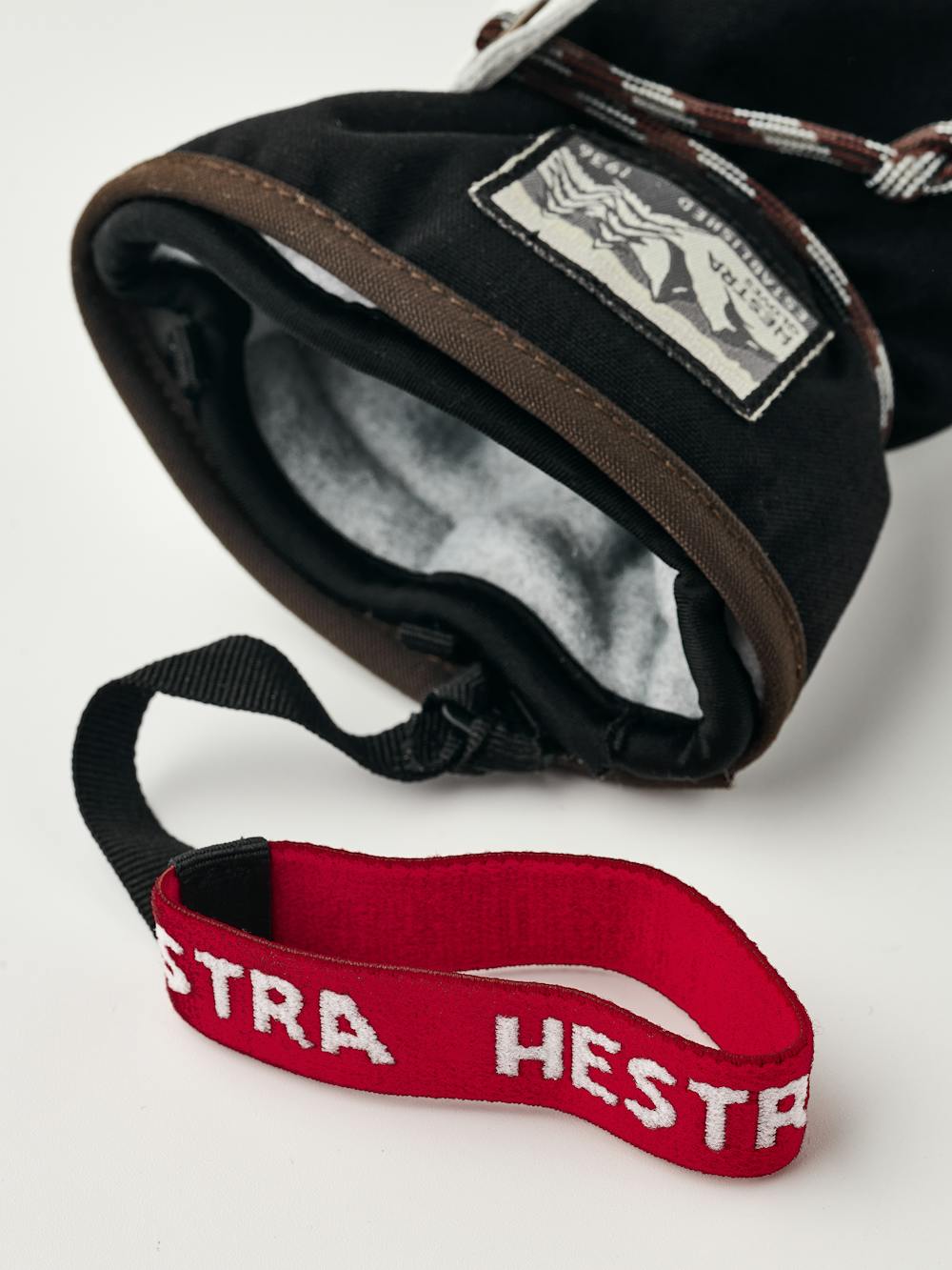 Black mitten with white goat leather palm and wrist strap (6 of 6)