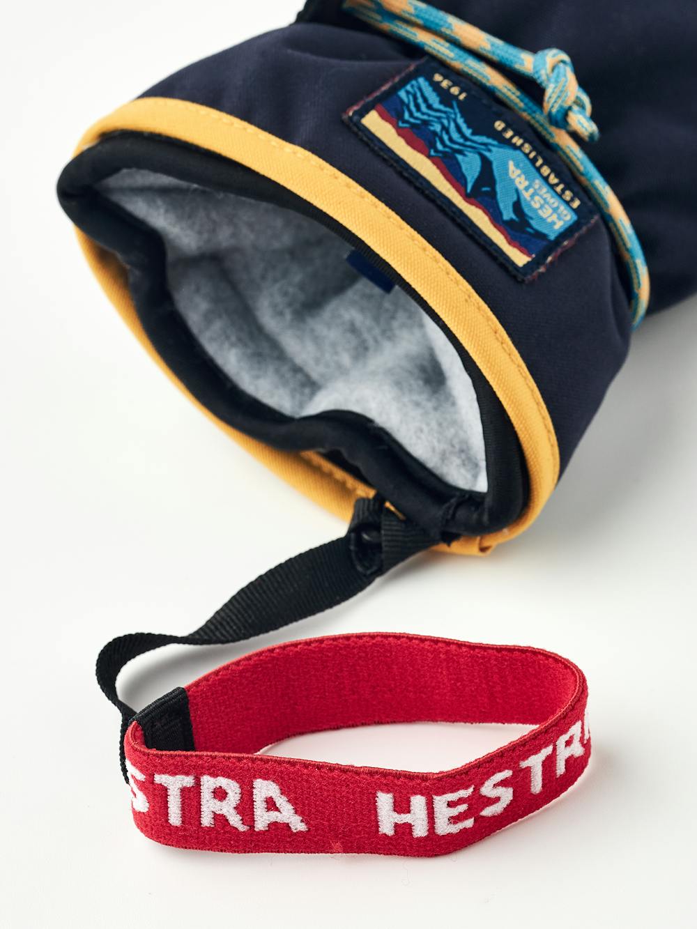 Dark blue mitten with black goat leather palm and wrist strap  (6 of 6)