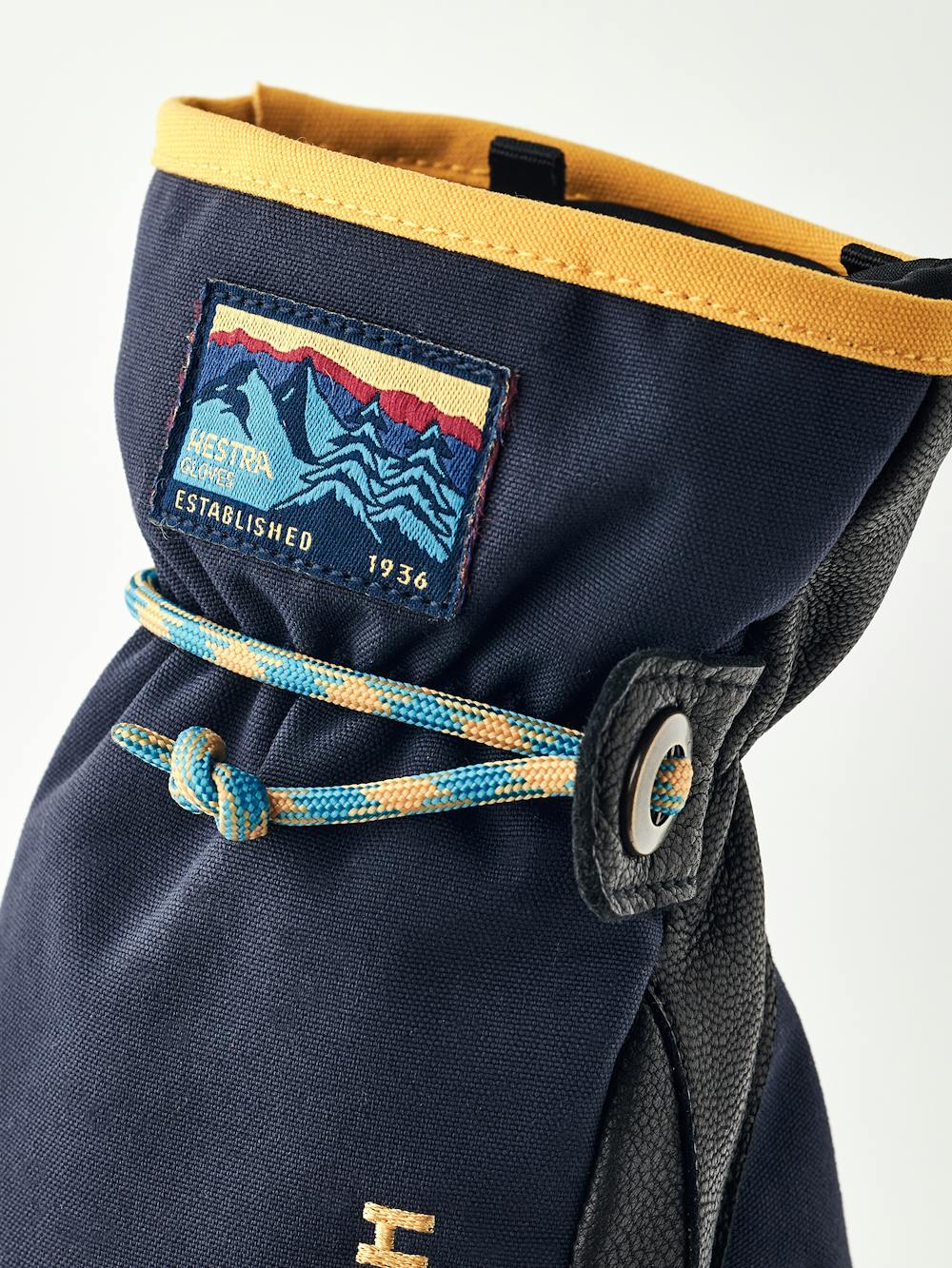 Dark blue mitten with black goat leather palm and wrist strap  (5 of 6)