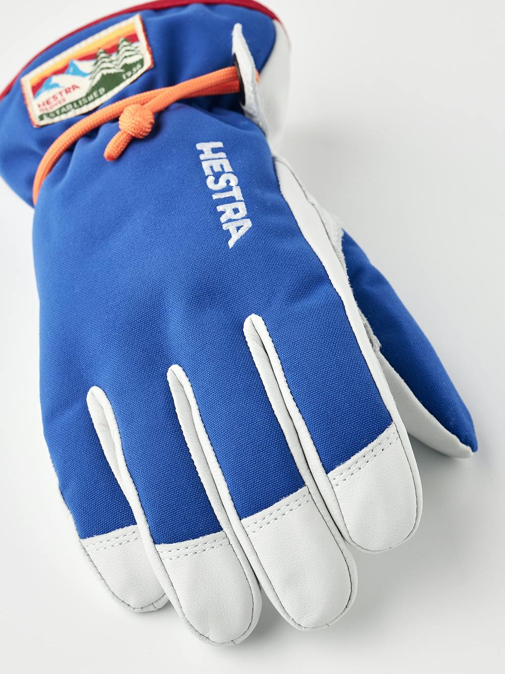 Royal blue children’s glove with white goat leather palm and wrist strap (2 of 6)