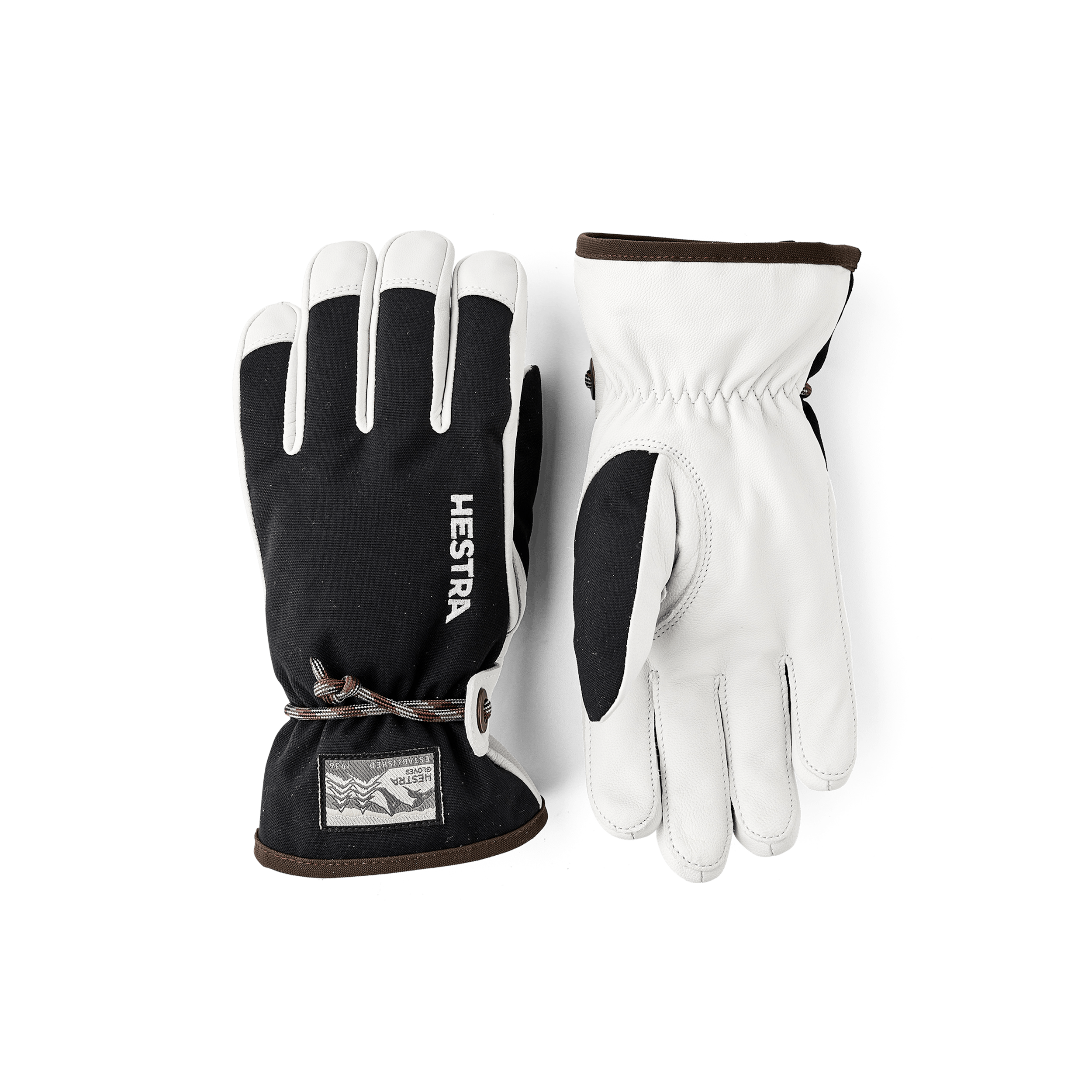 Black children’s glove with white goat leather palm and wrist strap (1 of 5)