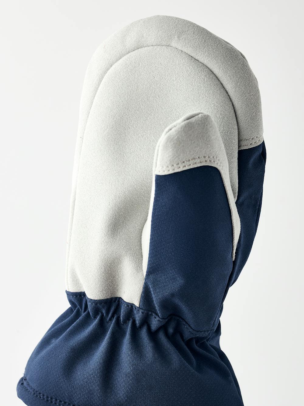 Dark blue fabric mitten with white synthetic suede palm  (4 of 4)