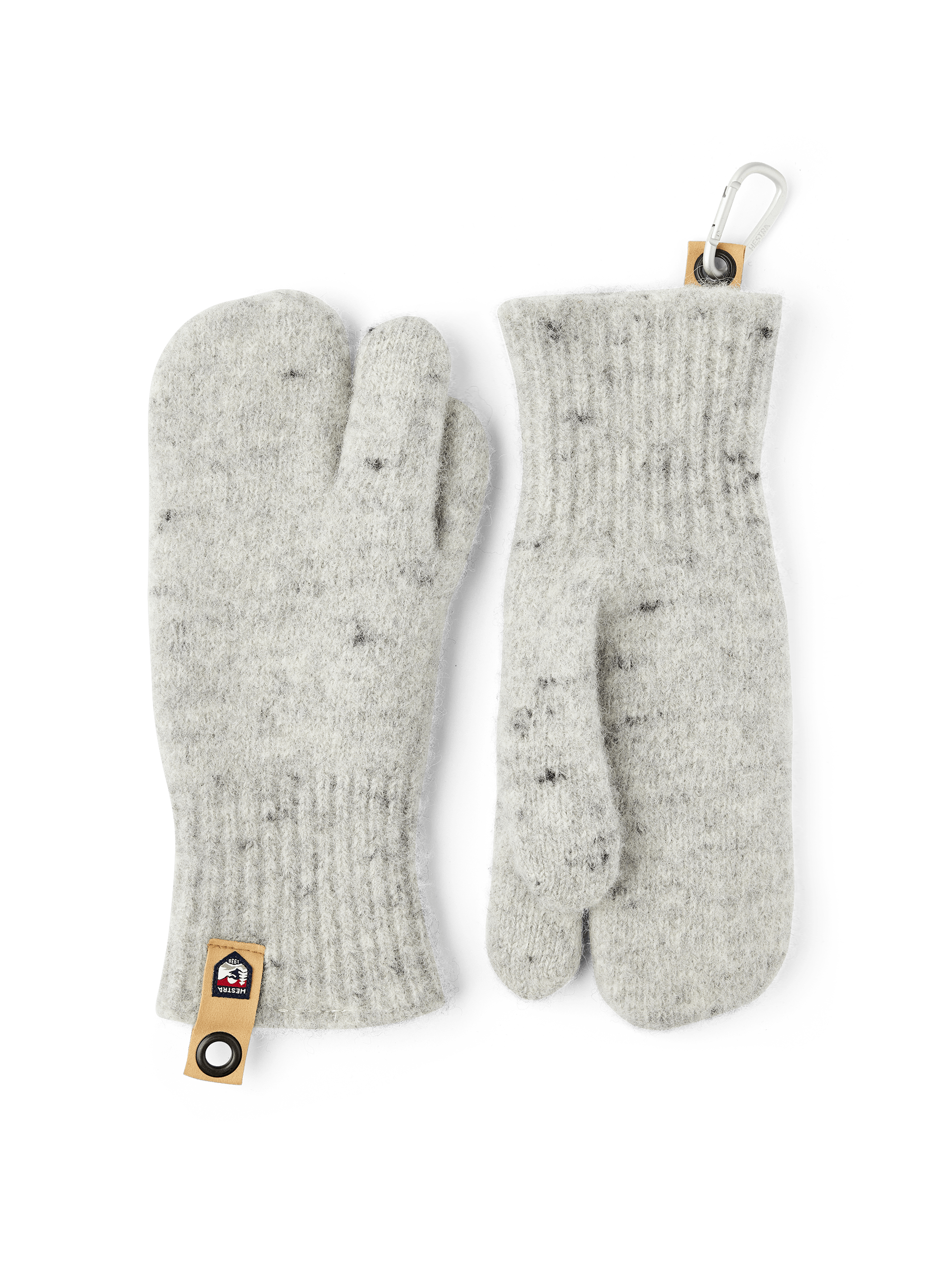 Gray knitted three finger glove in wool (1 of 4)