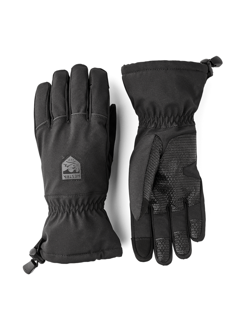 Black outdoor glove with synthetic suede palm and touch function (1 of 5)
