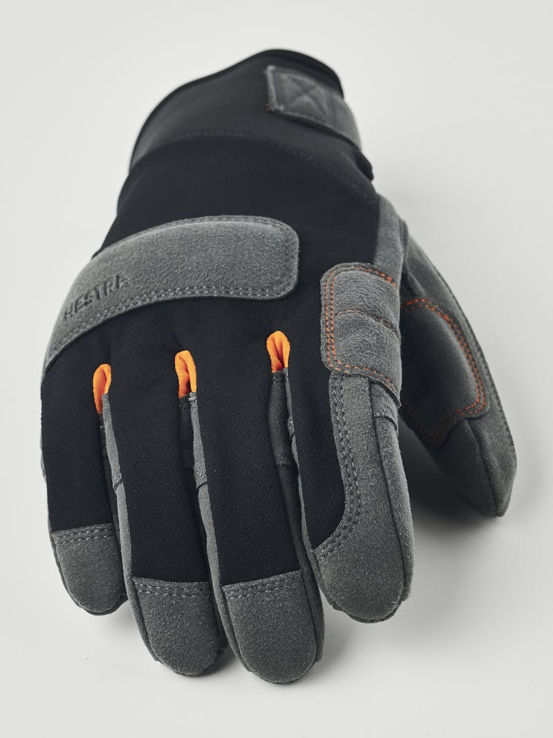 Black climbing glove in fabric with dark gray synthetic suede palm
 (3 of 4)