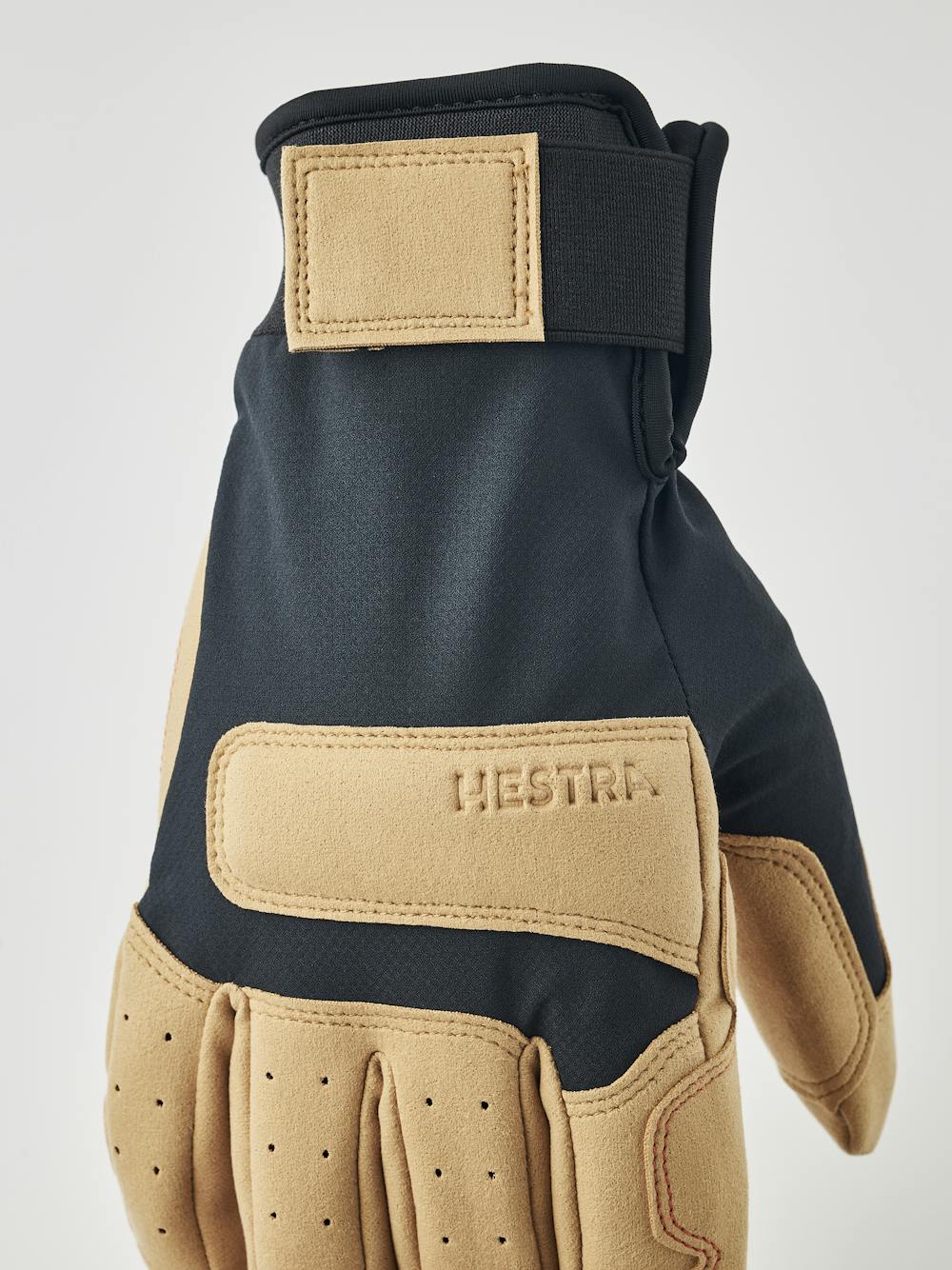 Black and light brown climbing glove in neoprene with light brown synthetic suede palm (5 of 5)