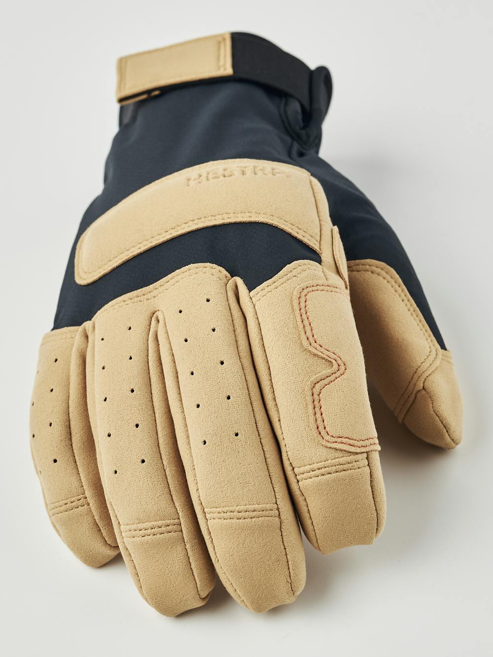 Black and light brown climbing glove in neoprene with light brown synthetic suede palm (3 of 5)