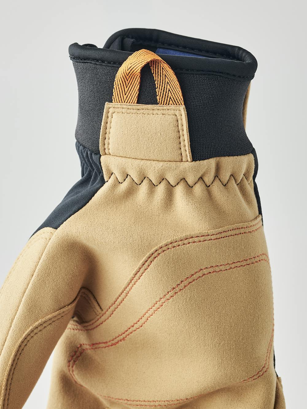 Black and light brown climbing glove in neoprene with light brown synthetic suede palm (4 of 5)