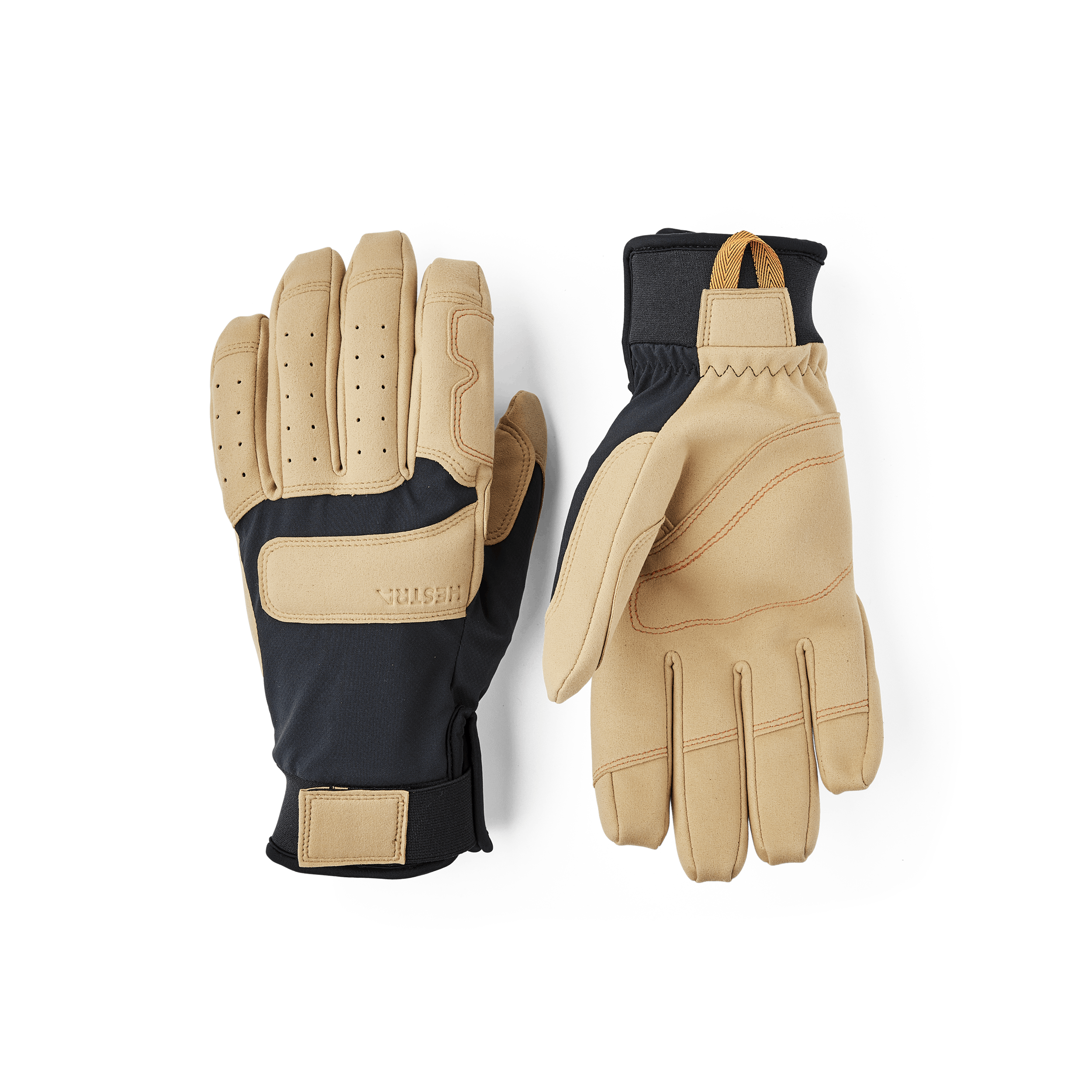 Black and light brown climbing glove in neoprene with light brown synthetic suede palm (1 of 5)