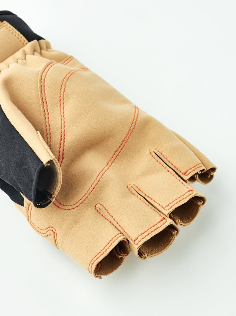 Black and light brown fabric and synthetic suede fingerless glove (2 of 6)