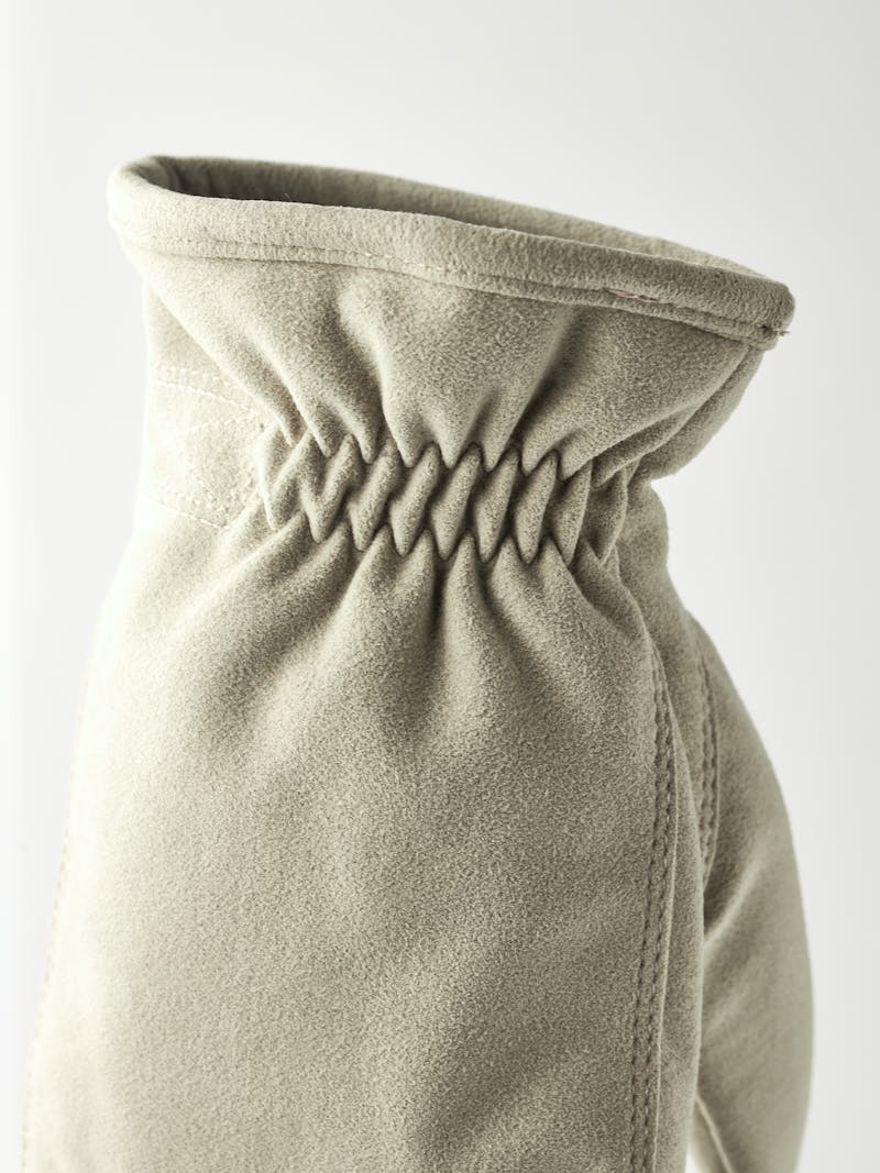Light beige machine-sewn synthetic suede mitten
 (4 of 4)