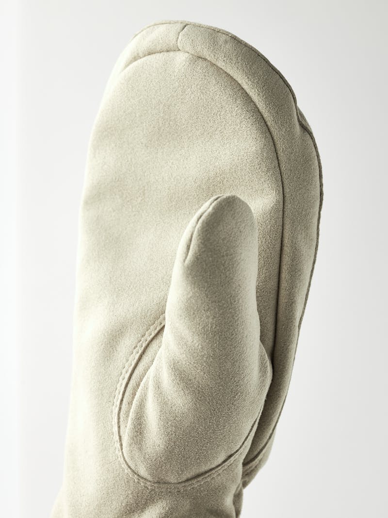 Light beige machine-sewn synthetic suede mitten
 (2 of 4)