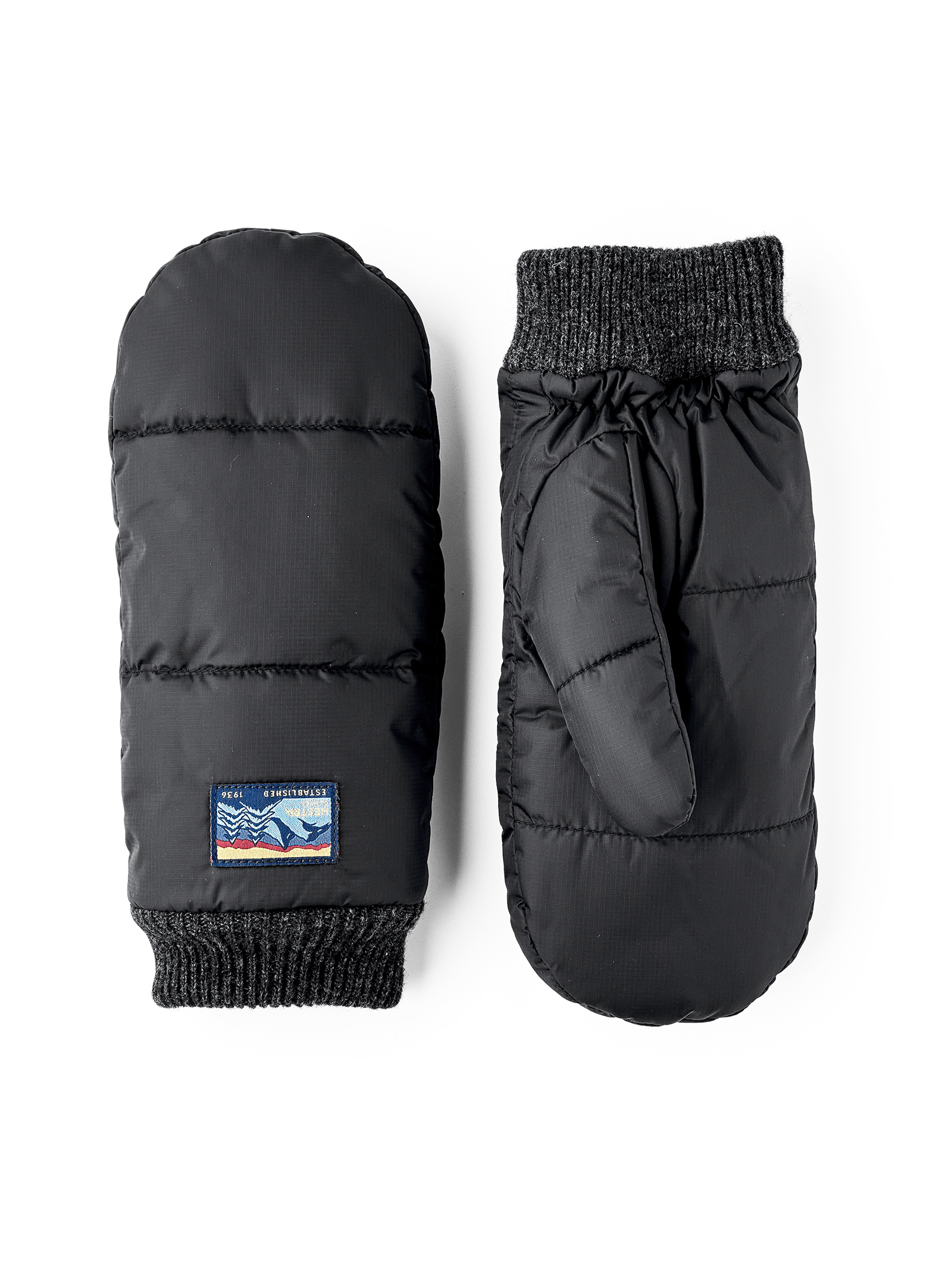 Black fabric mitten with knitted cuff
(1 of 3)