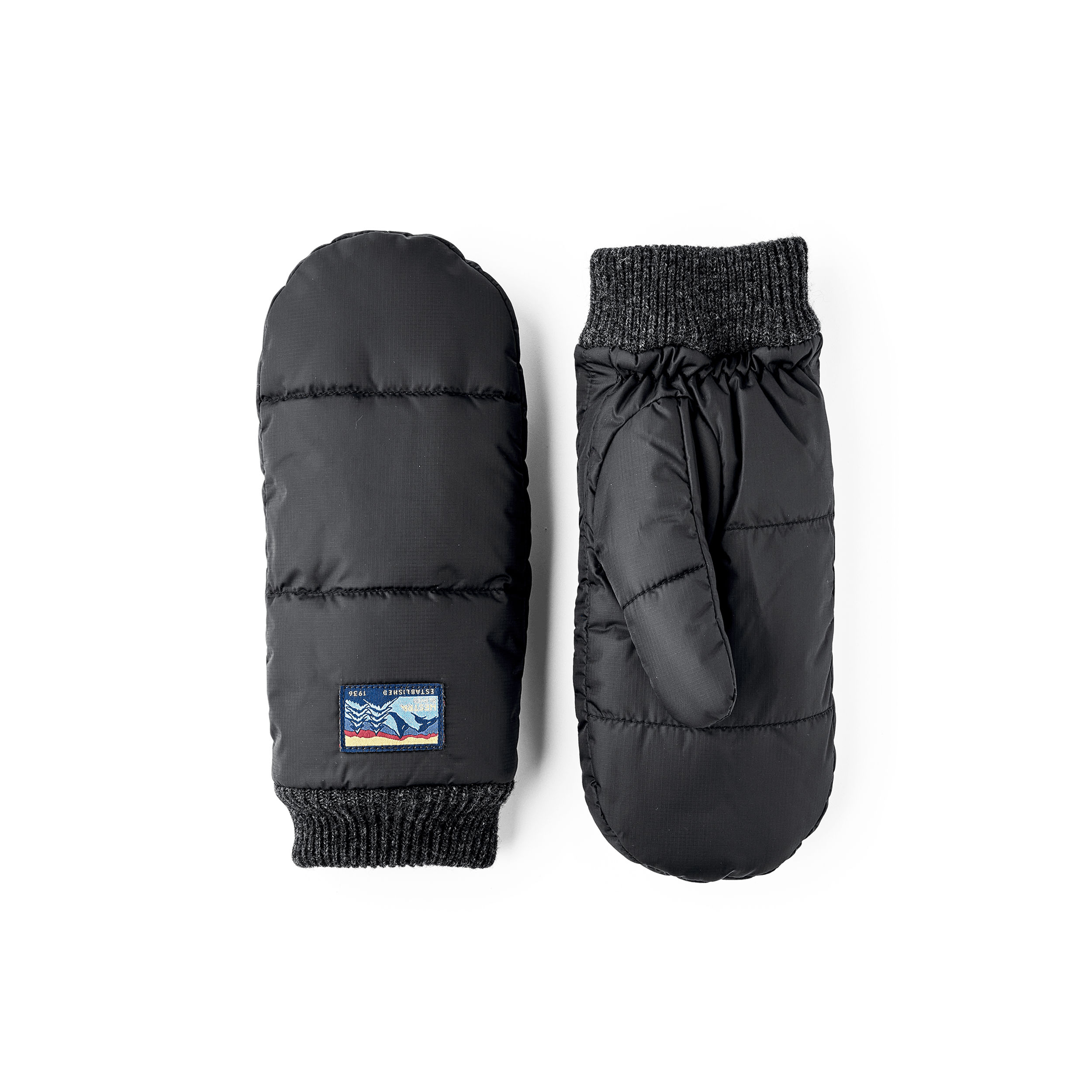 Schwarzer Fausthandschuh aus Stoff mit Strickbündchen
 (1 oder 3)