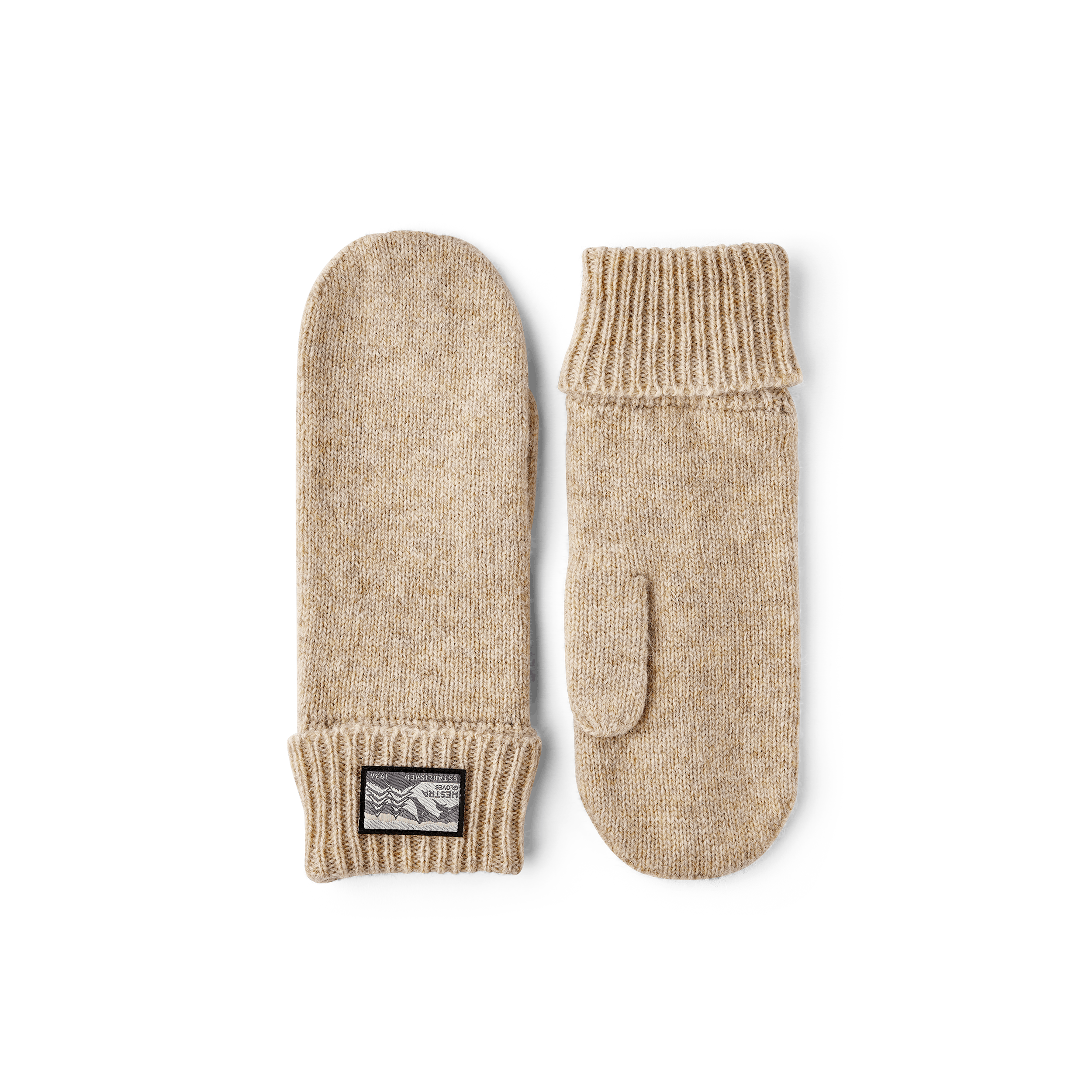 Beige mitten in mottled wool yarn (1 of 3)