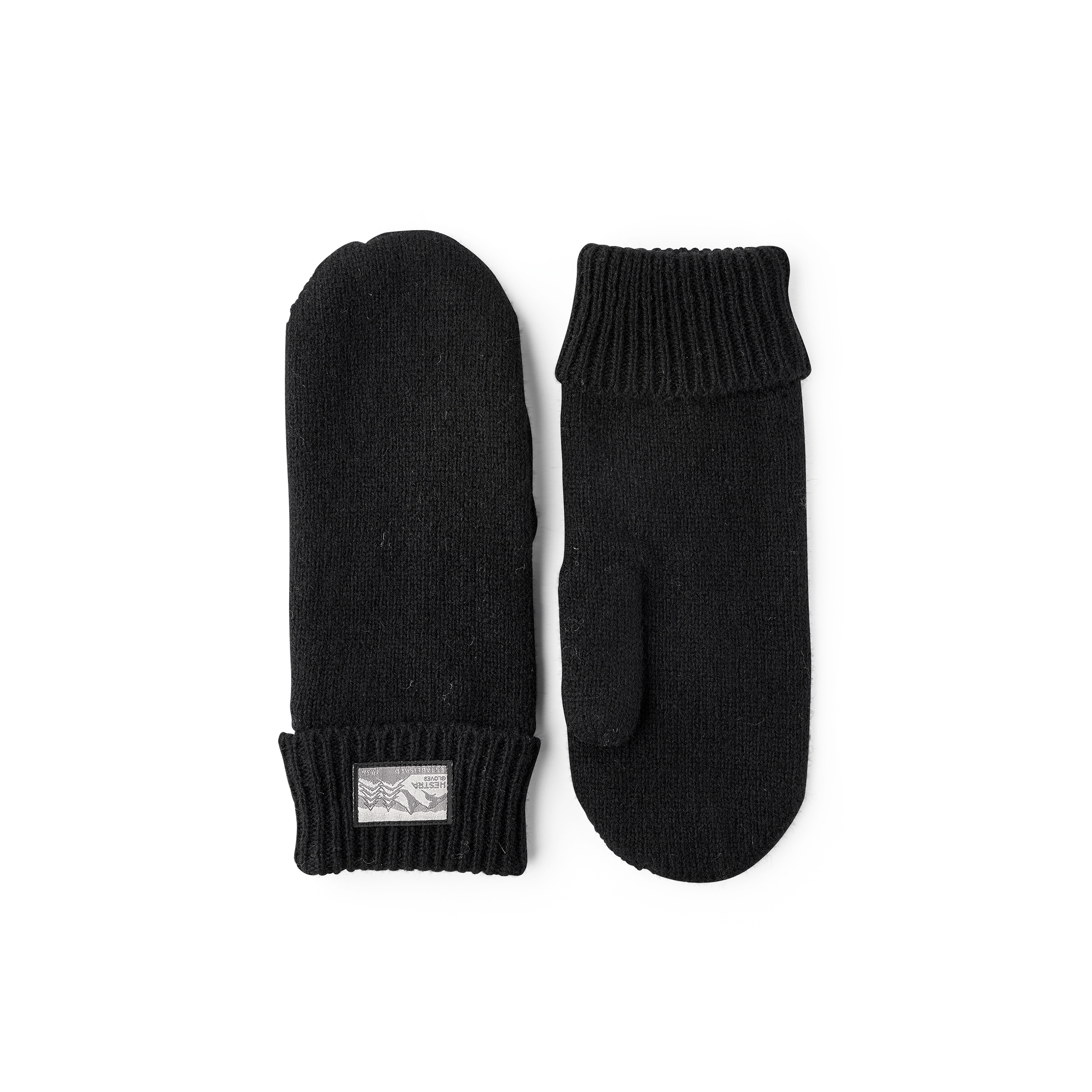 Black mitten in mottled wool yarn (1 of 3)