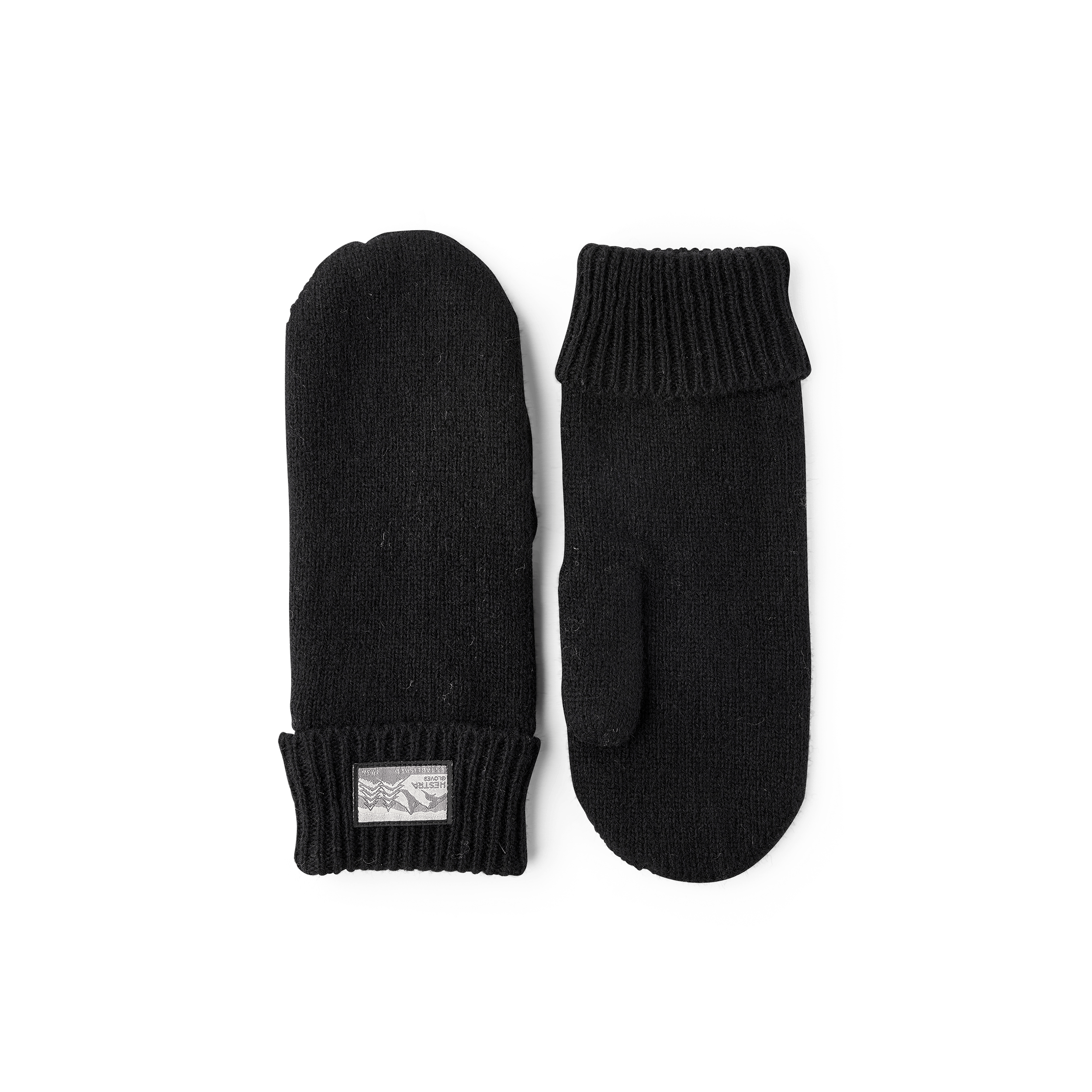 Black mitten in mottled wool yarn (1 of 3)