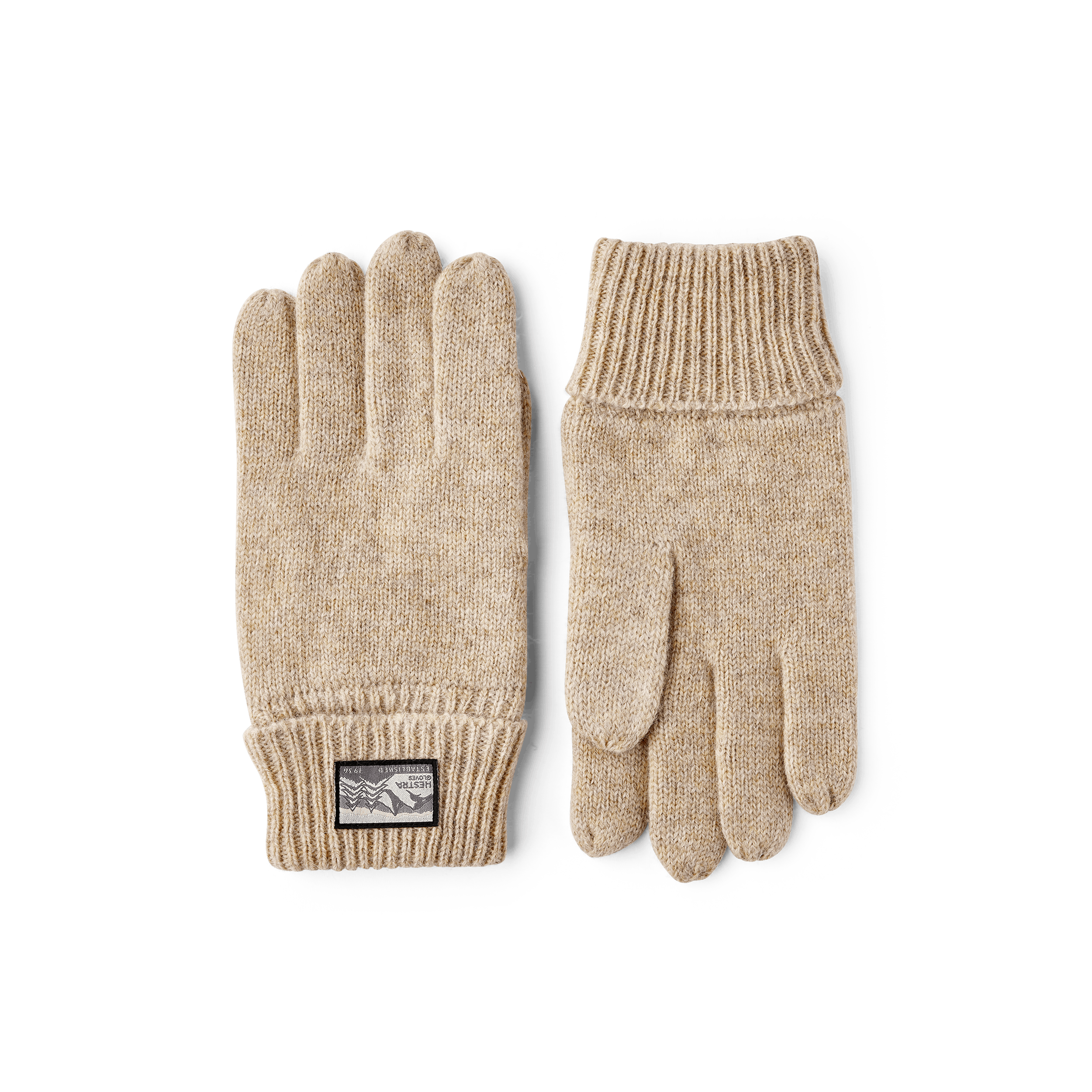 Beiger Fingerhandschuh aus meliertem Wollgarn (1 oder 3)