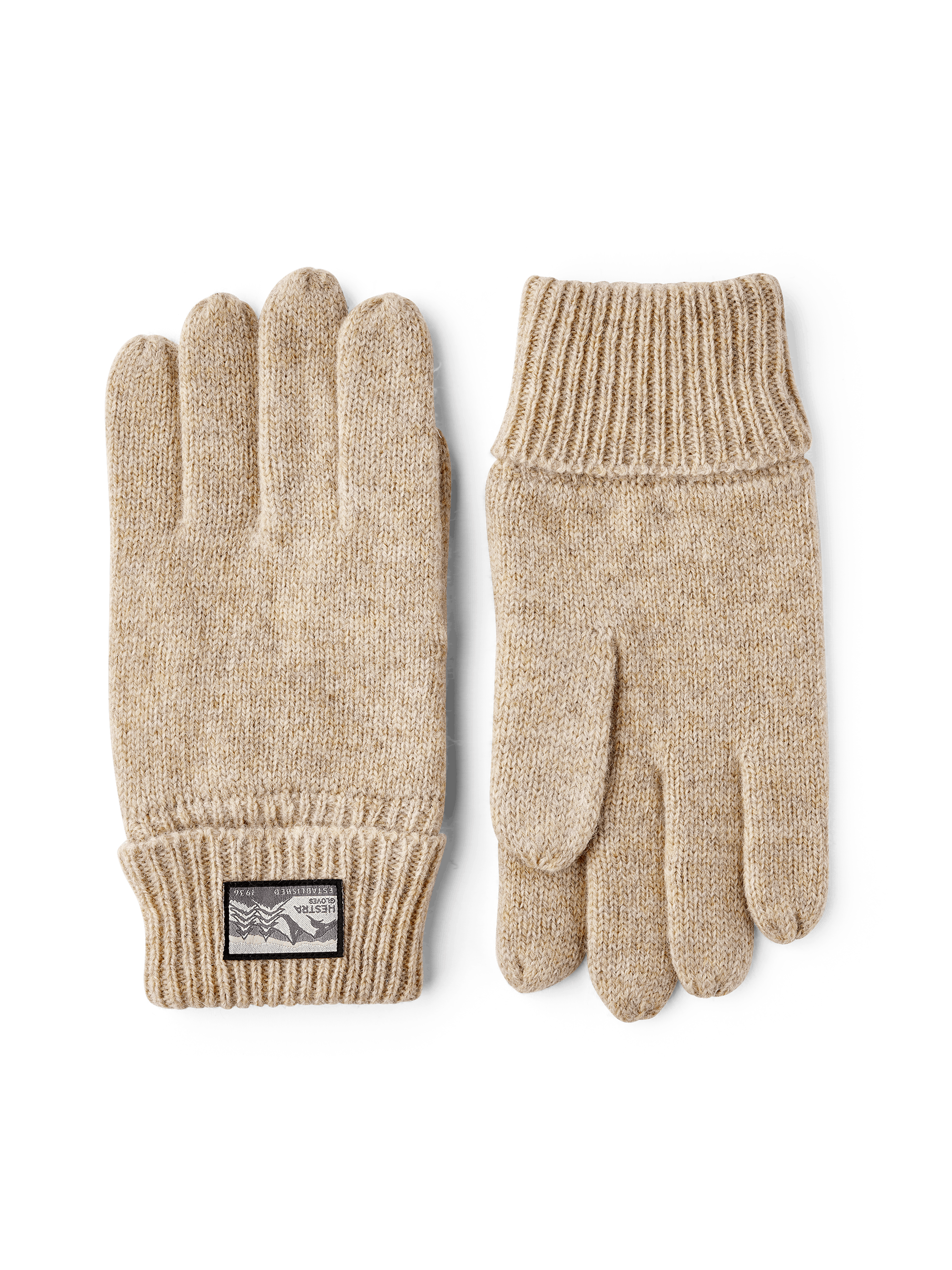 Beige glove in mottled wool yarn (1 of 3)