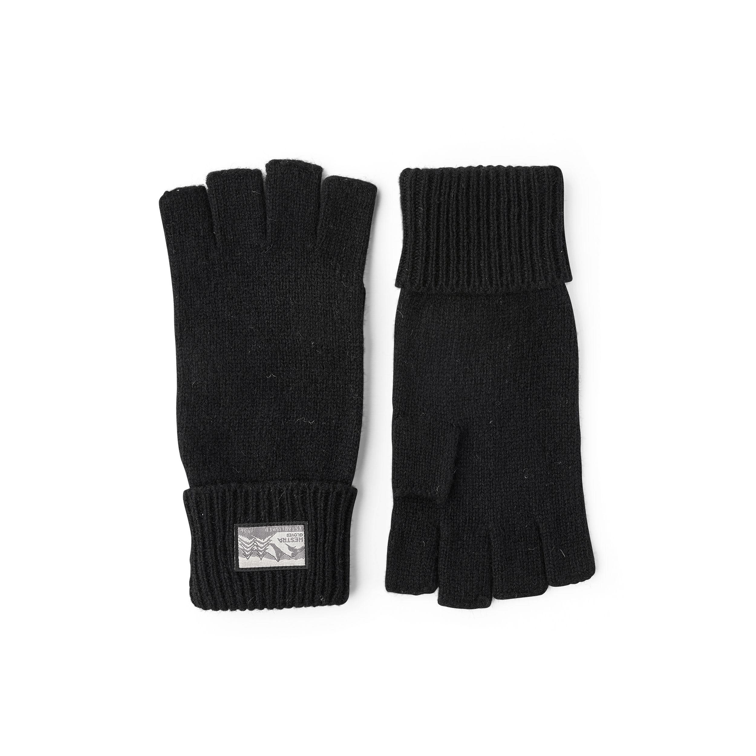 Black fingerless glove in mottled wool yarn (1 of 3)