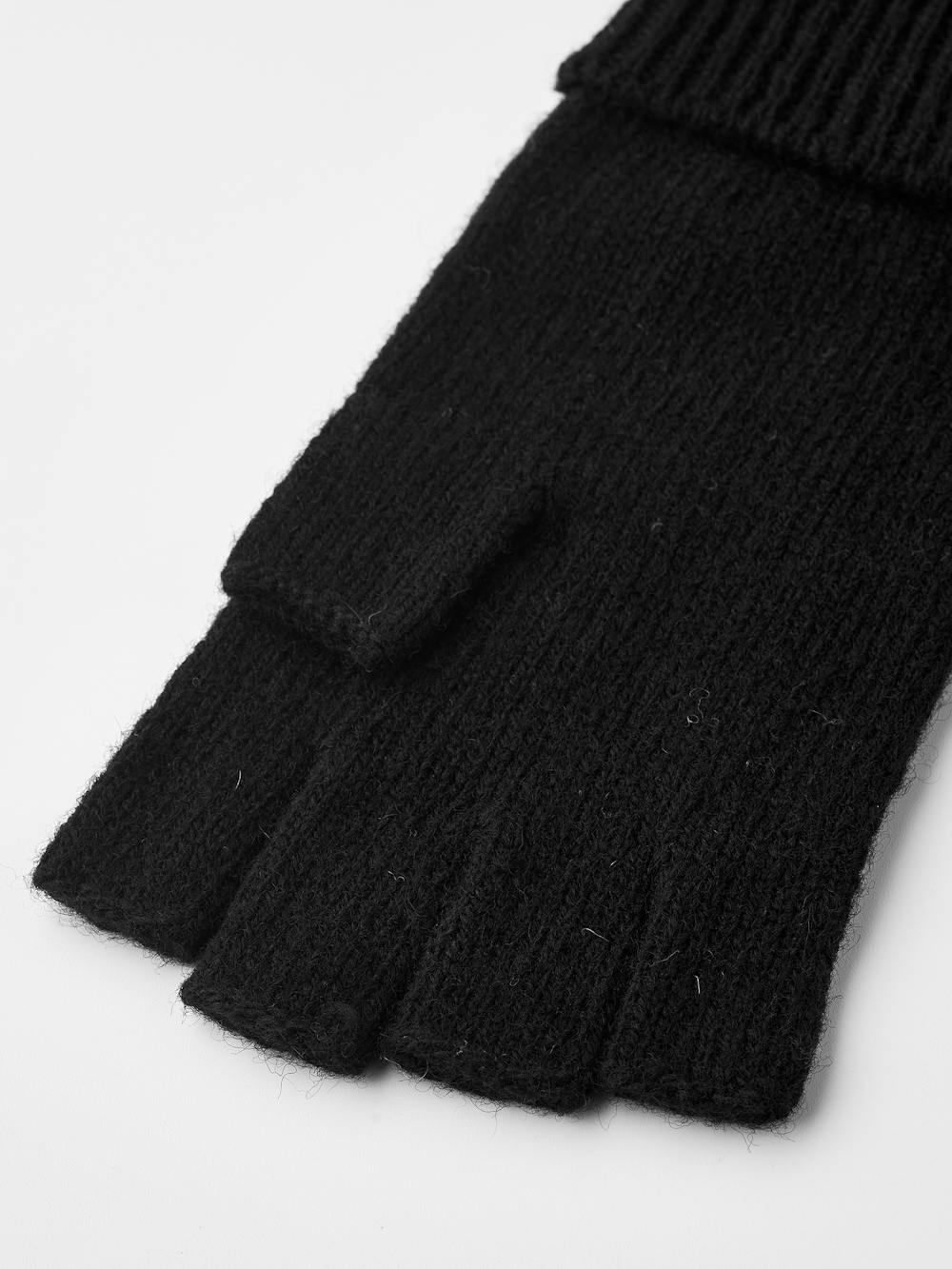 Black fingerless glove in mottled wool yarn (2 of 3)