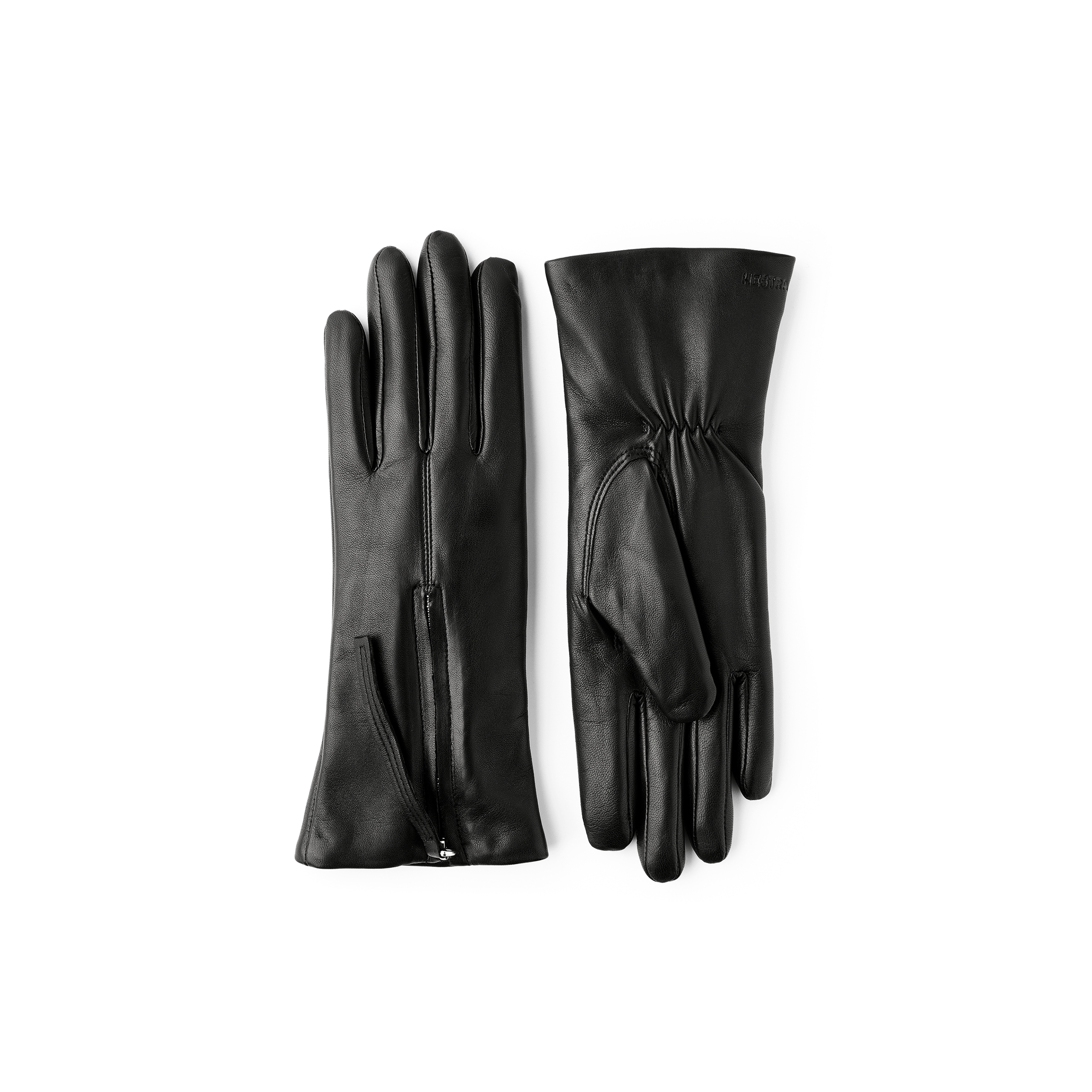 Black machine-sewn hairsheep leather glove with zip
 (1 of 6)