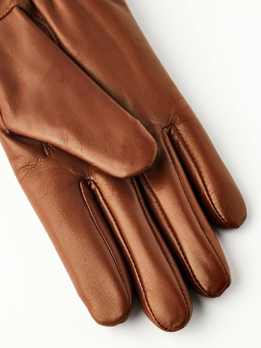 Medium brown machine-sewn hairsheep leather glove with zip
 (3 of 6)