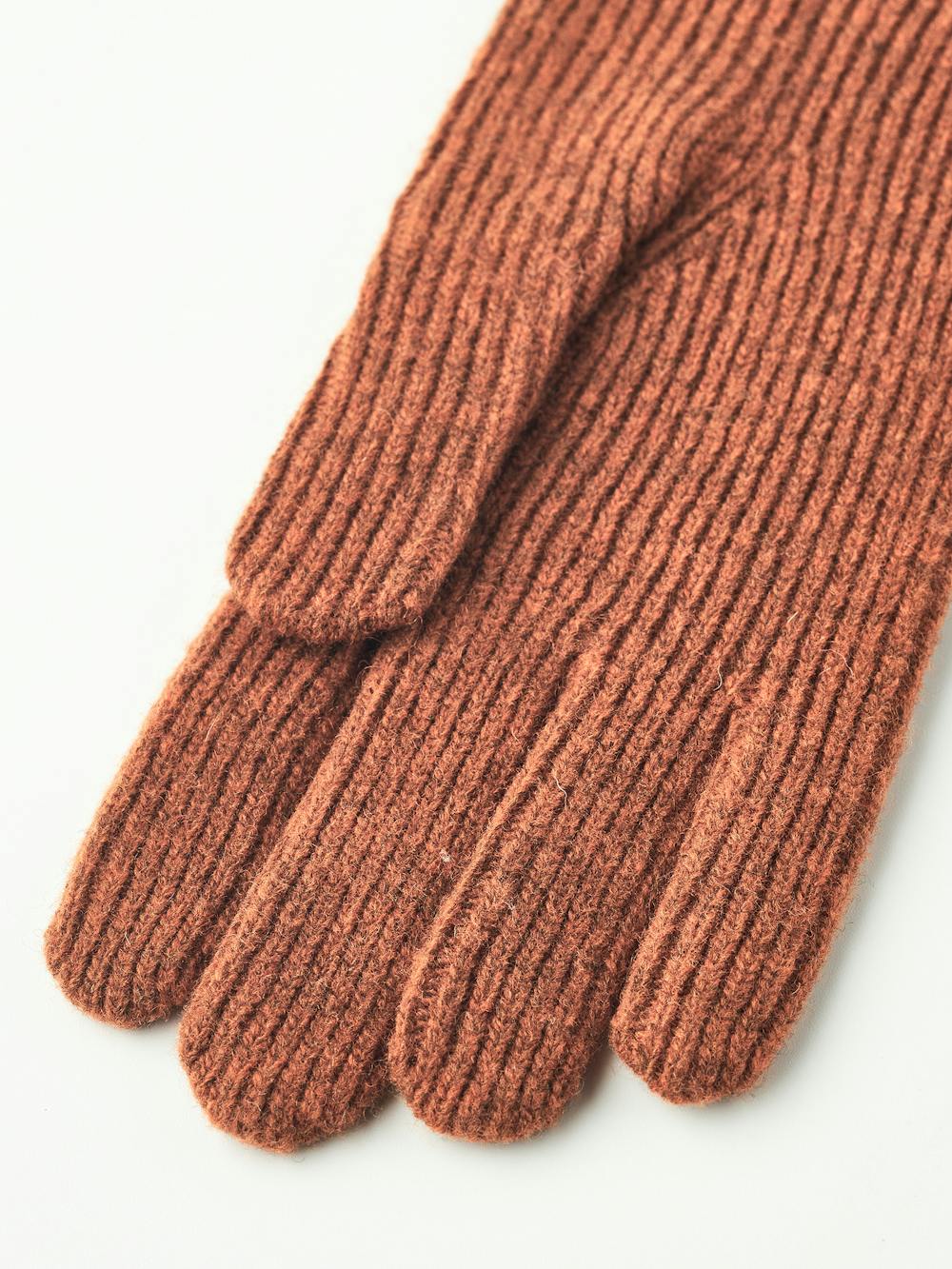 Ziegelroter Fingerhandschuh aus Wollmix (2 oder 3)