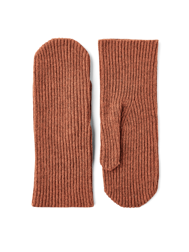Brick red mitten in wool blend (1 of 3)