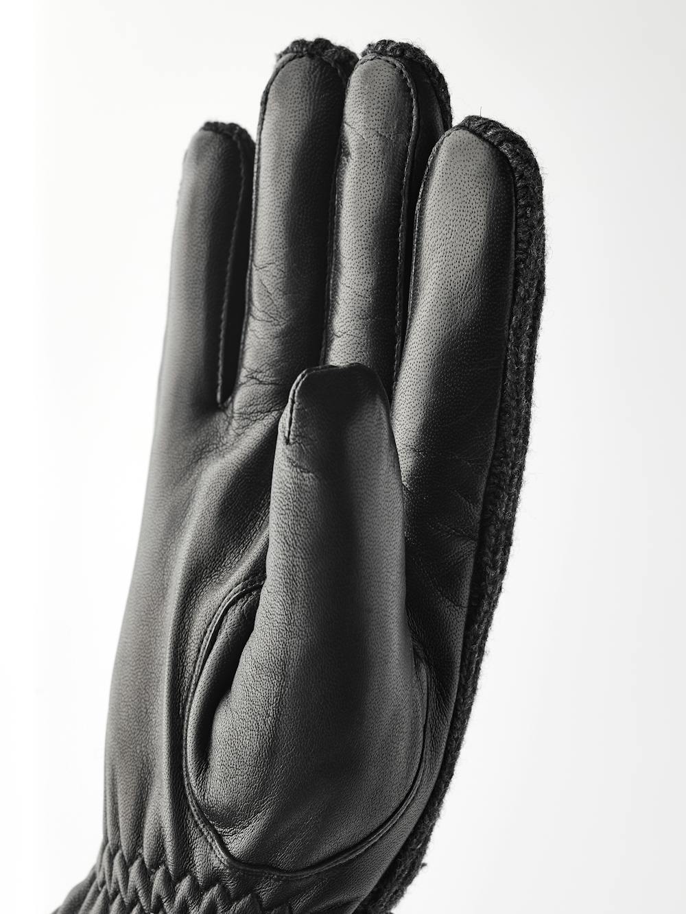 Black machine-sewn hairsheep leather glove with black ribbed wool back
 (3 of 5)